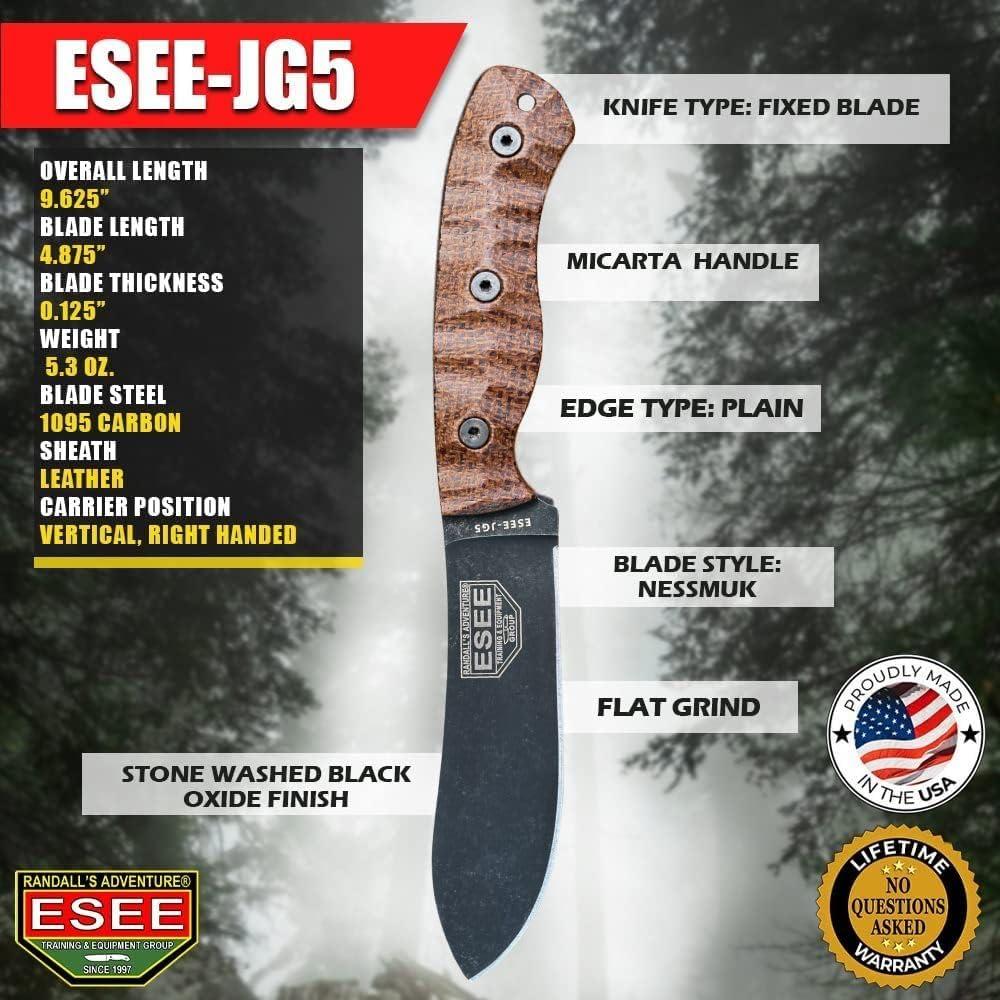 Cuchillo ESEE JG5 Nessmuk Hoja Fija Micarta Marrón 24.4 cm