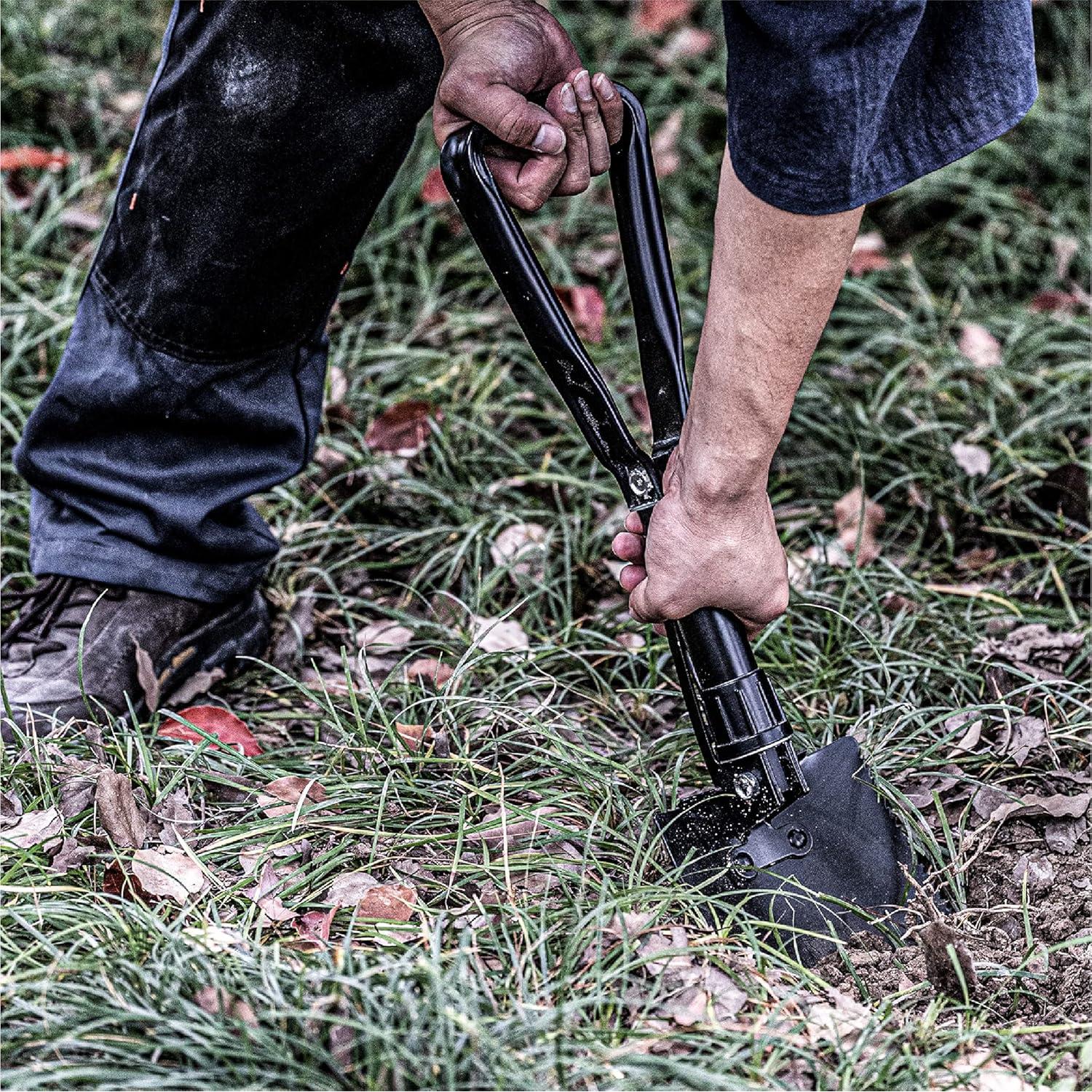 Pala de Camping Plegable AugTouf 46 cm Acero Alto Carbono Oliva