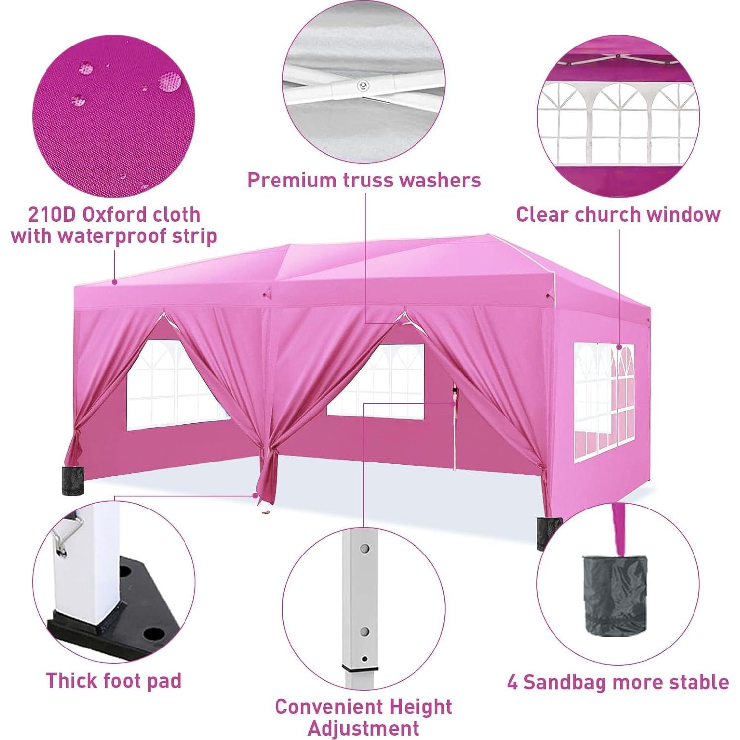 Carpa Pop Up ANTSKU 3x6m Rosa Impermeable con Paredes Removibles