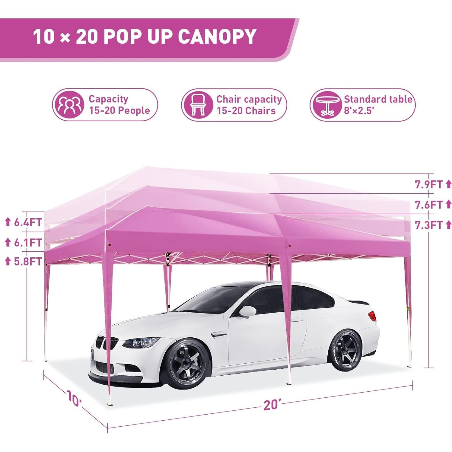 Carpa Pop Up ANTSKU 3x6m Rosa Impermeable con Paredes Removibles