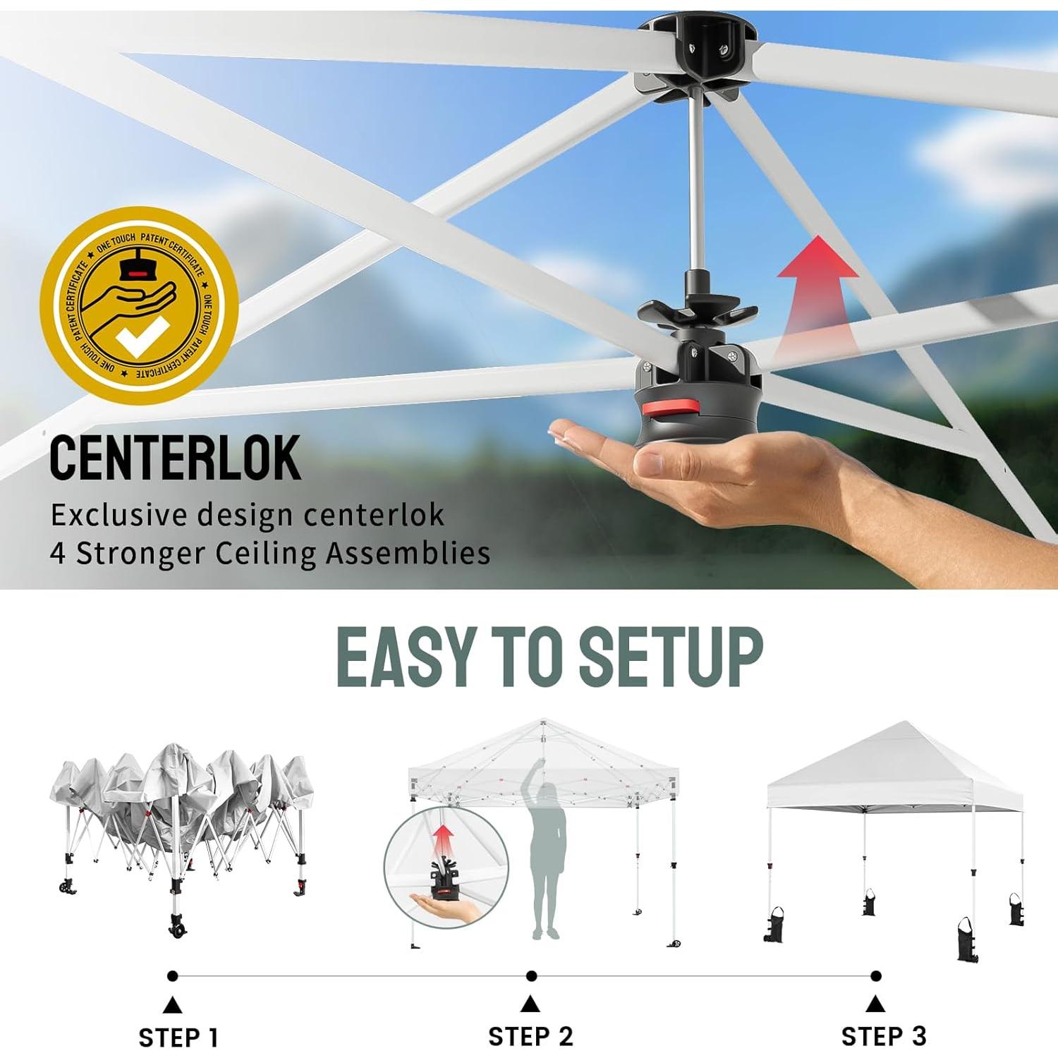 Carpa Plegable CROWN SHADES 2.44x2.44m con Bloqueo Central