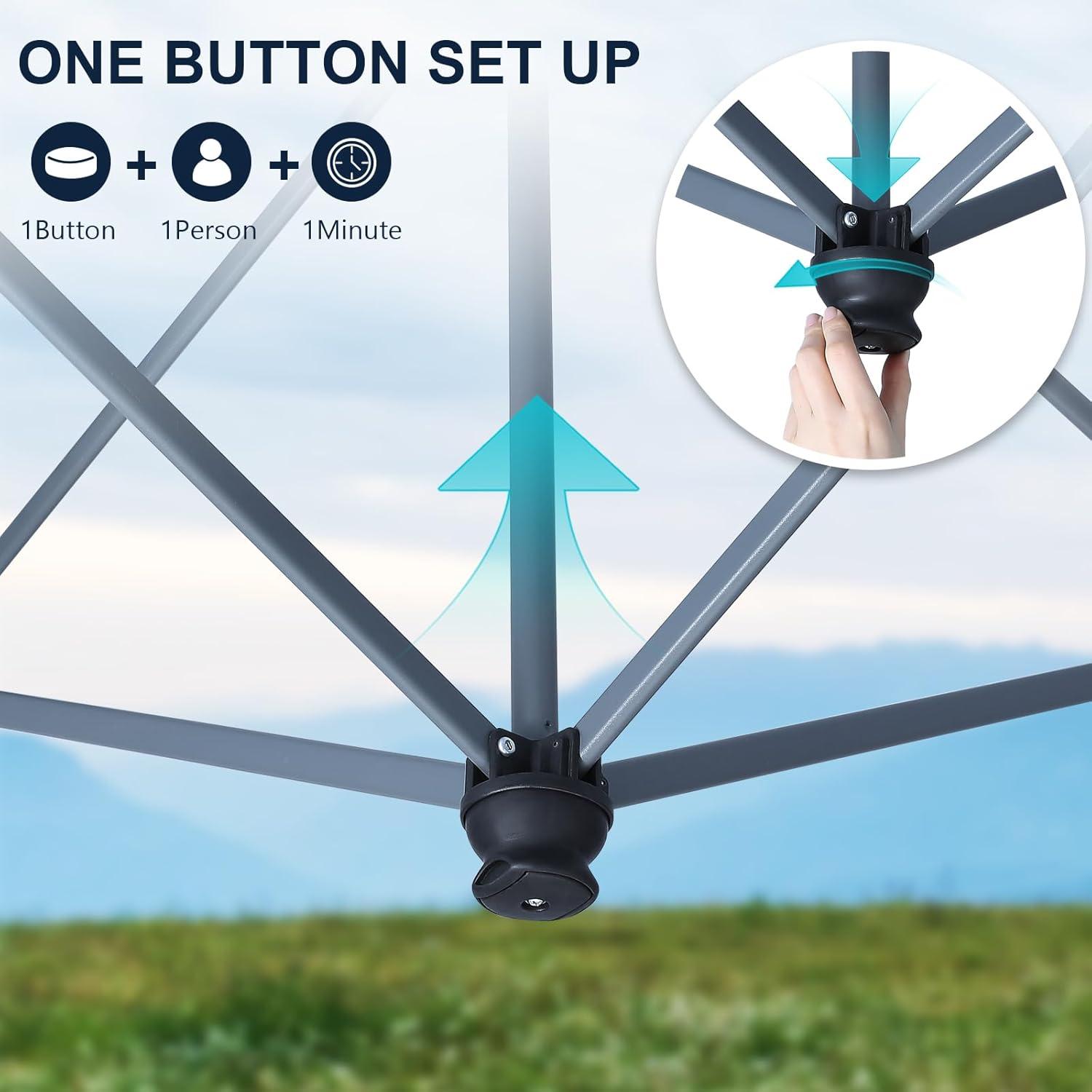 Carpa Plegable Instantánea COOSHADE 2.44x2.44m Impermeable Negra