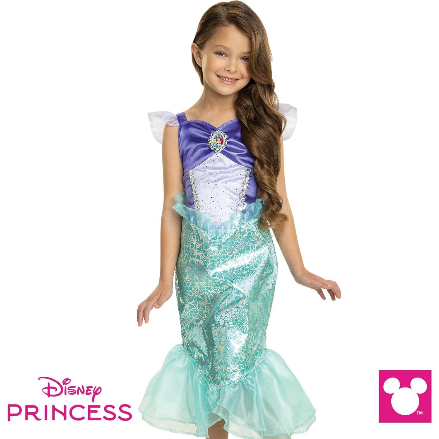 Disney Princess Ariel Dress Costume for Girls, Perfect for Party, Halloween Or Pretend Play Dress Up Child Size 4-6X