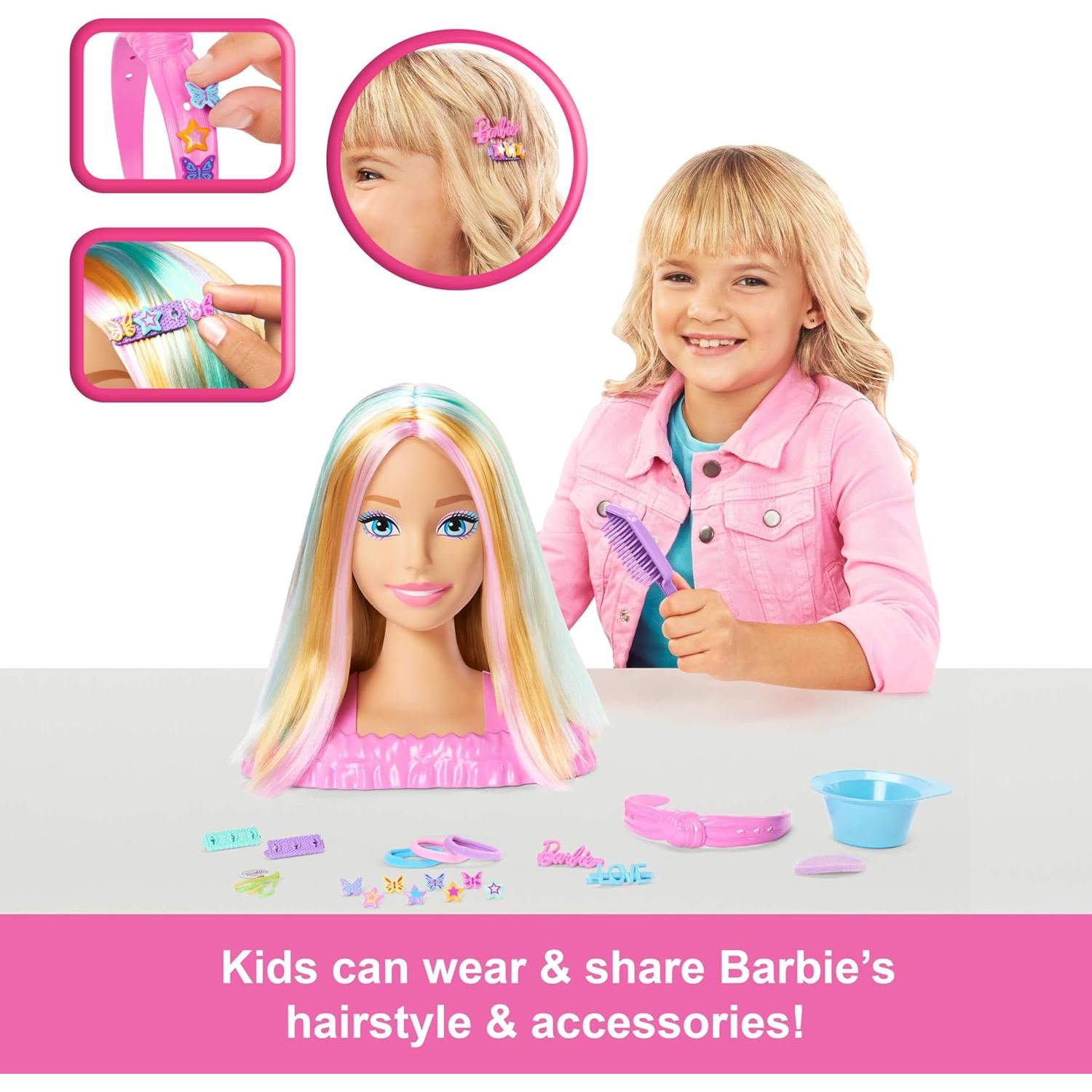 Cabeza de Estilo Barbie Mattel con Cabello Rubio y Accesorios