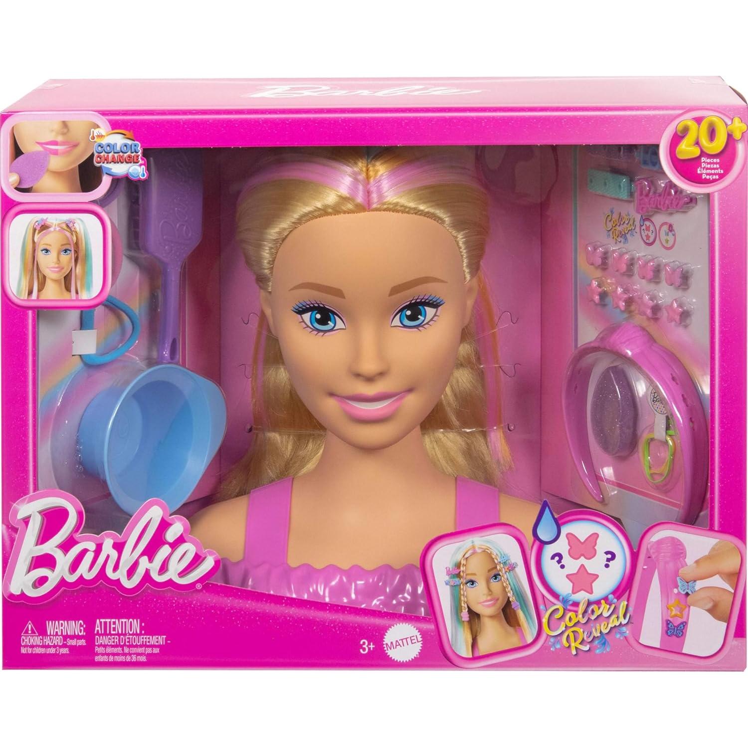 Cabeza de Estilo Barbie Mattel con Cabello Rubio y Accesorios