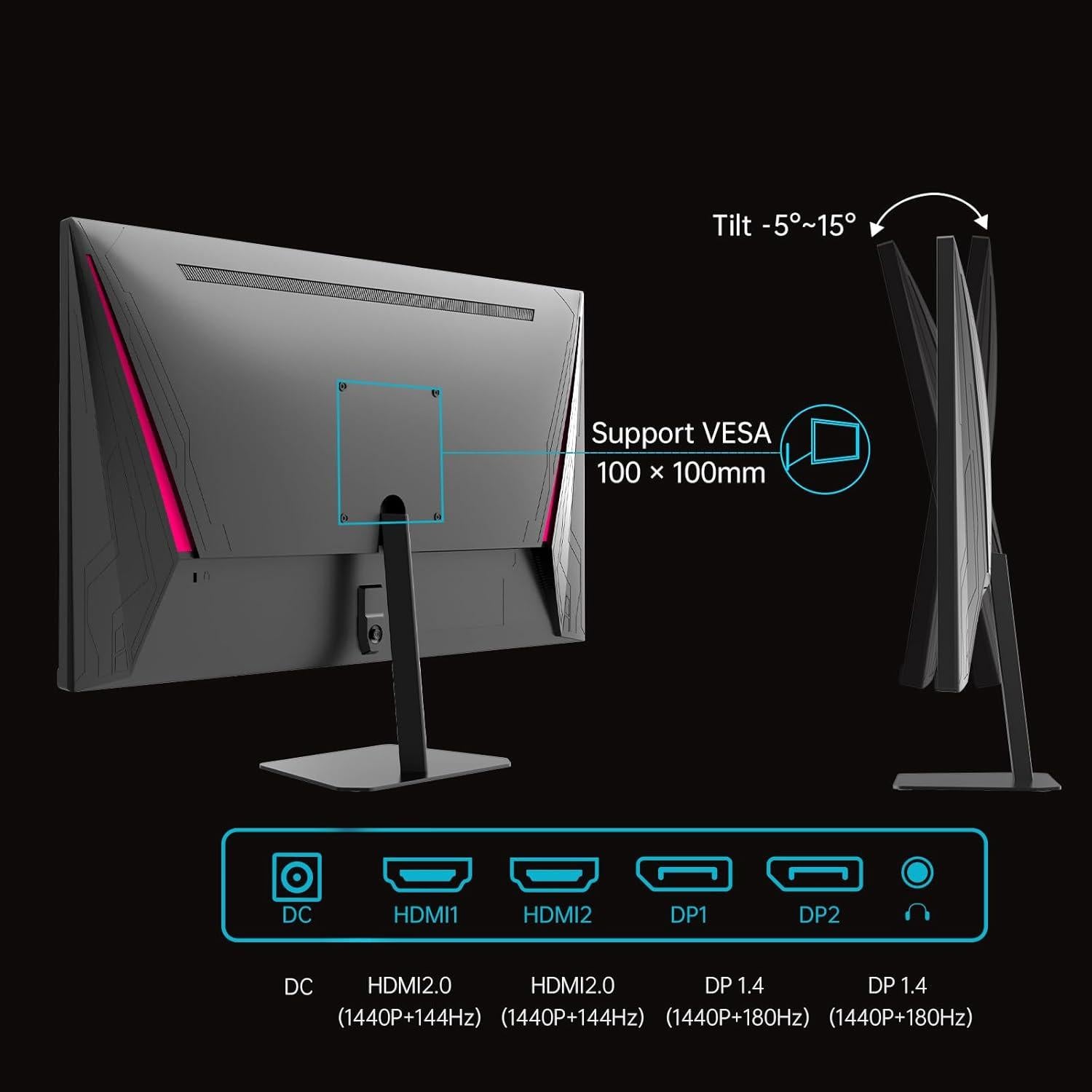 Monitor de Juegos KTC 24" 2K QHD 180Hz IPS G-Sync FreeSync