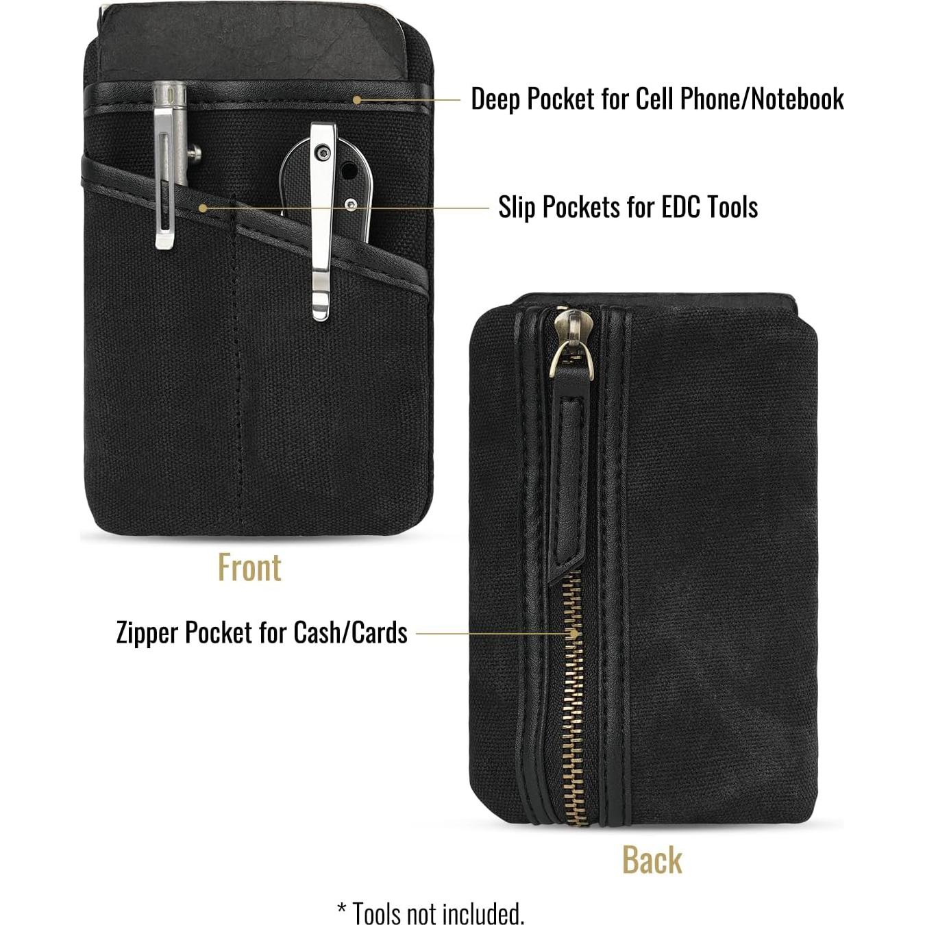 Estuche EDC Sayram SP9 de Lona Impermeable Negro con Cremallera