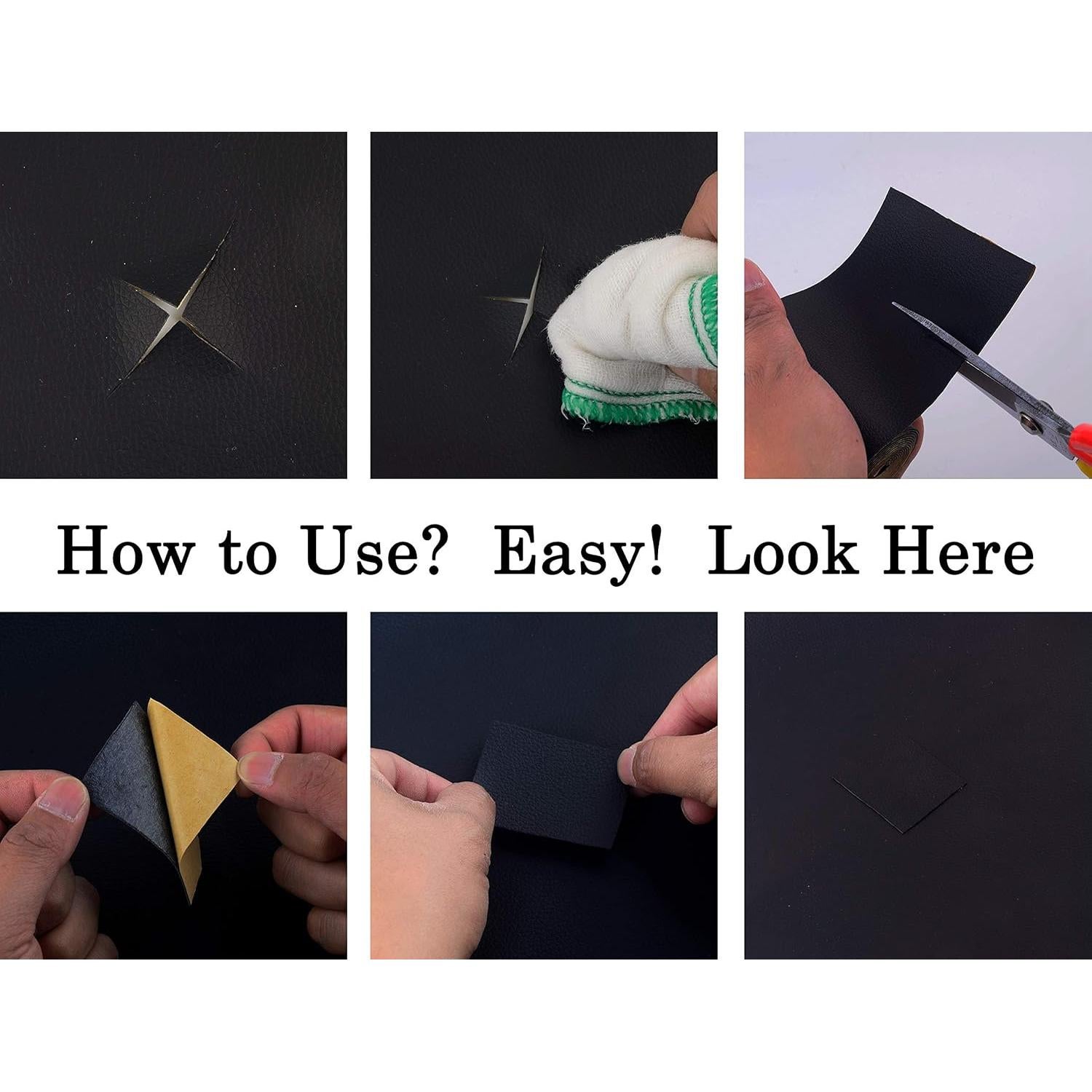 Parche de Reparación de Cuero KJML DIY 43x140 cm Negro Autoadhesivo