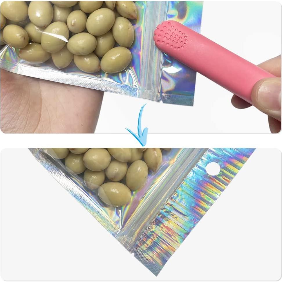 50 Bolsas Mylar Holográficas 14x20 cm Reutilizables HRX Package