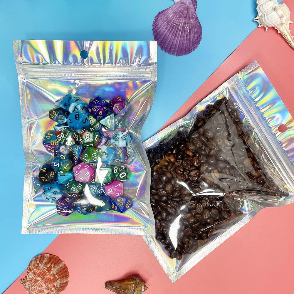 50 Bolsas Mylar Holográficas 14x20 cm Reutilizables HRX Package