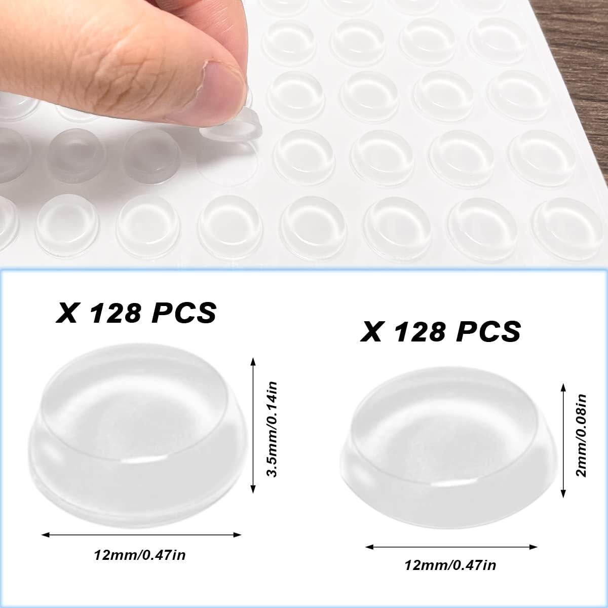 256 Almohadillas Adhesivas Transparentes Silicona 2 Tamaños