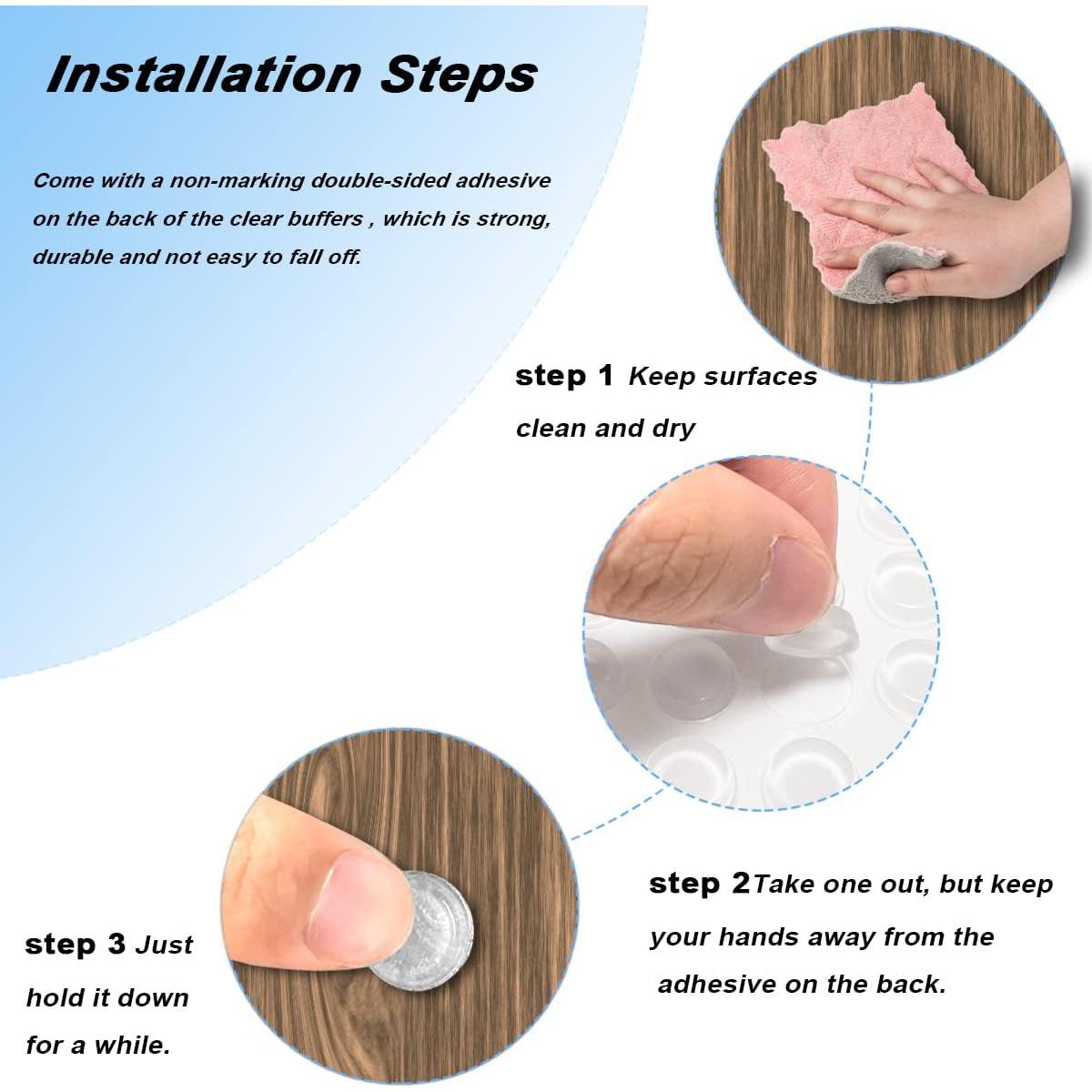 256 Almohadillas Adhesivas Transparentes Silicona 2 Tamaños