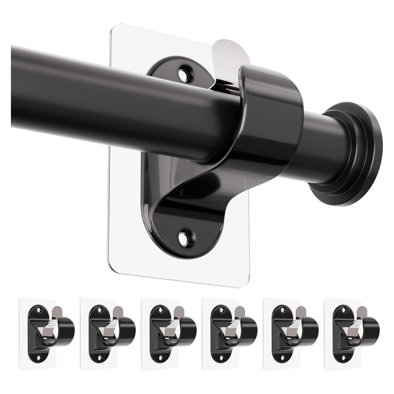 Soportes de Varilla de Cortina Autoadhesivos ANDGOO 6 Pzas Negro