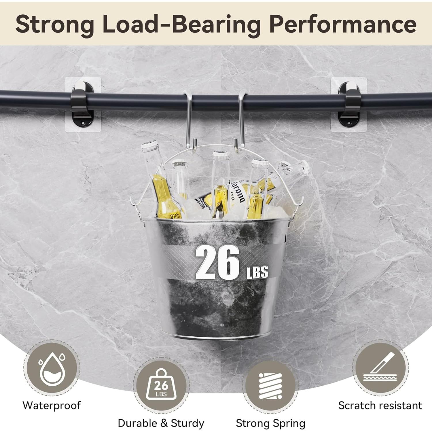 Soportes de Varilla de Cortina Autoadhesivos ANDGOO 6 Pzas Negro