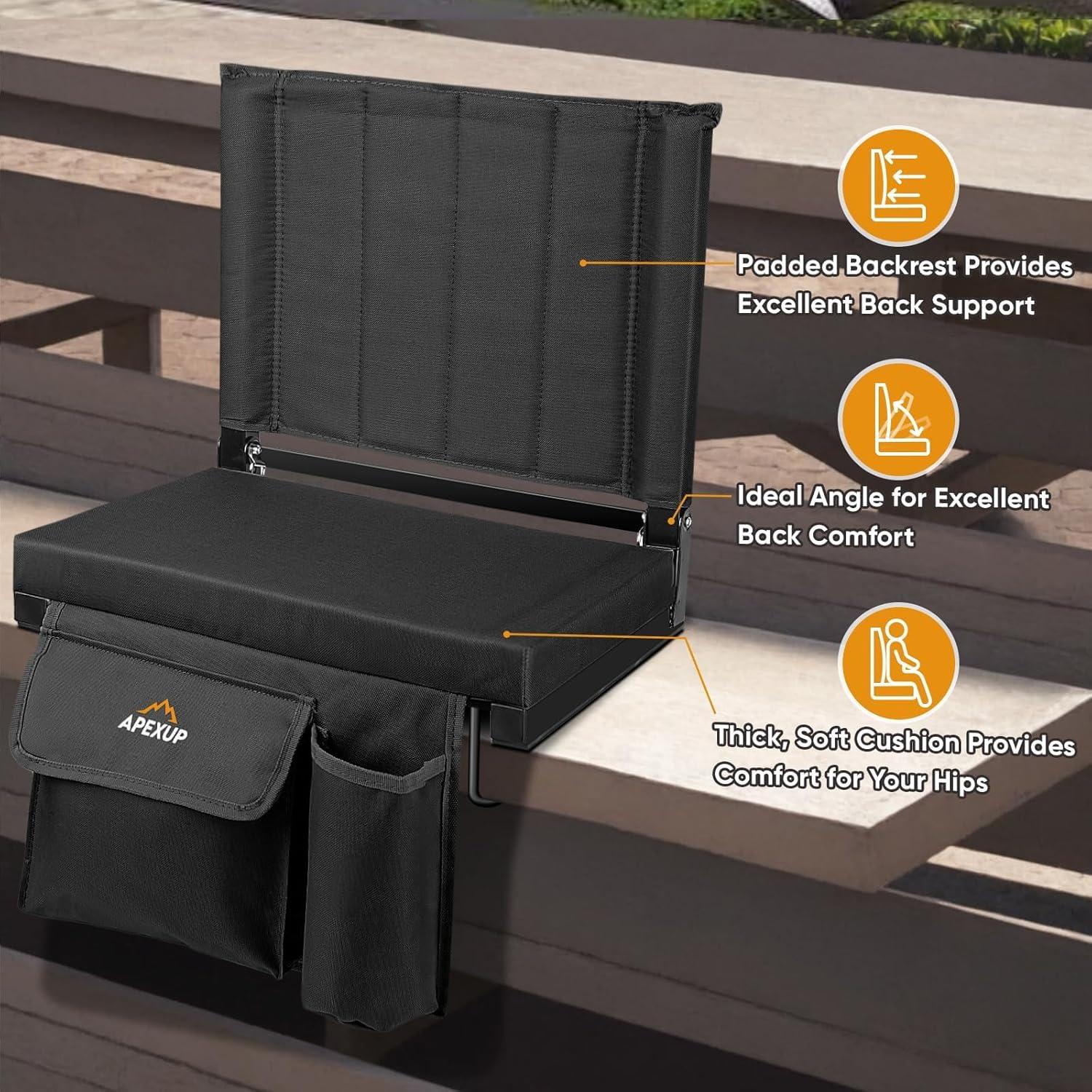 Asiento de Estadio APEXUP Plegable con Respaldo y Portavasos