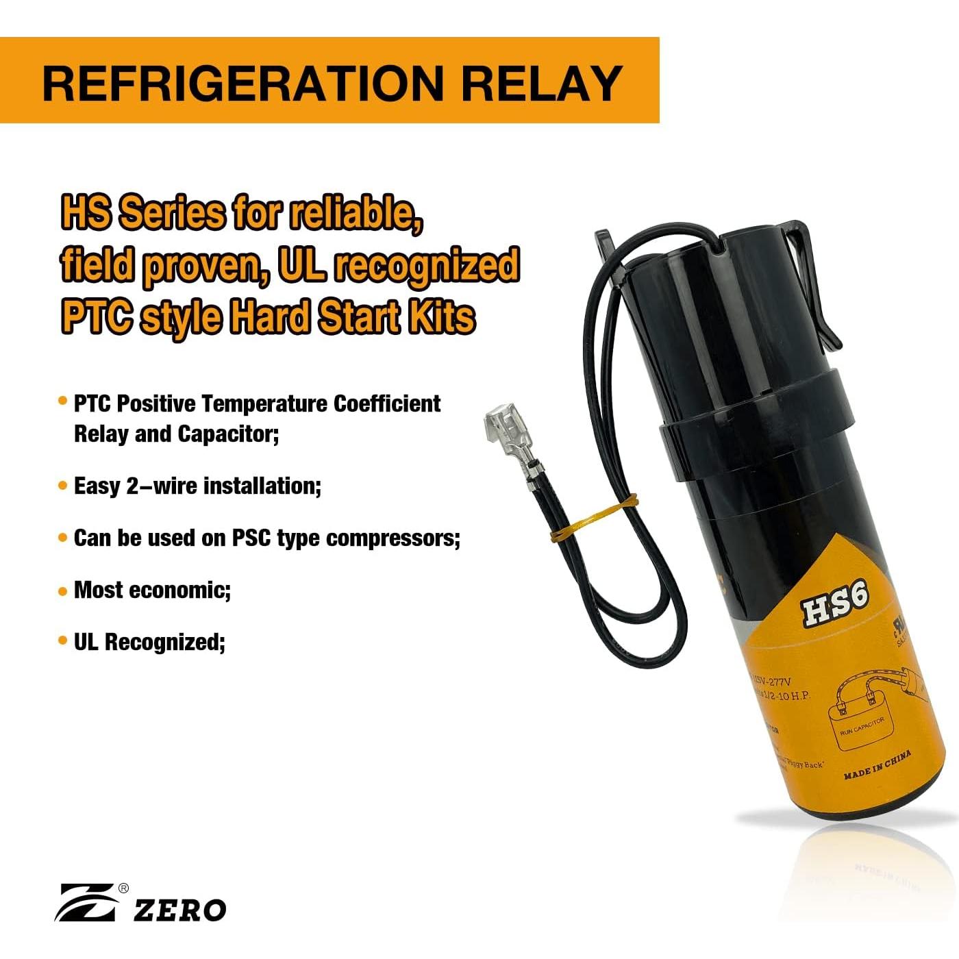 Kit de Reemplazo Capacitor Arranque Duro Z HS6 para Compresores