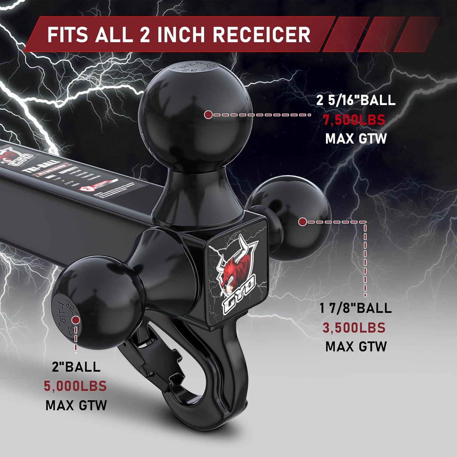 Enganche de Remolque GYO 4 en 1 Bola Triple 10,000 lbs