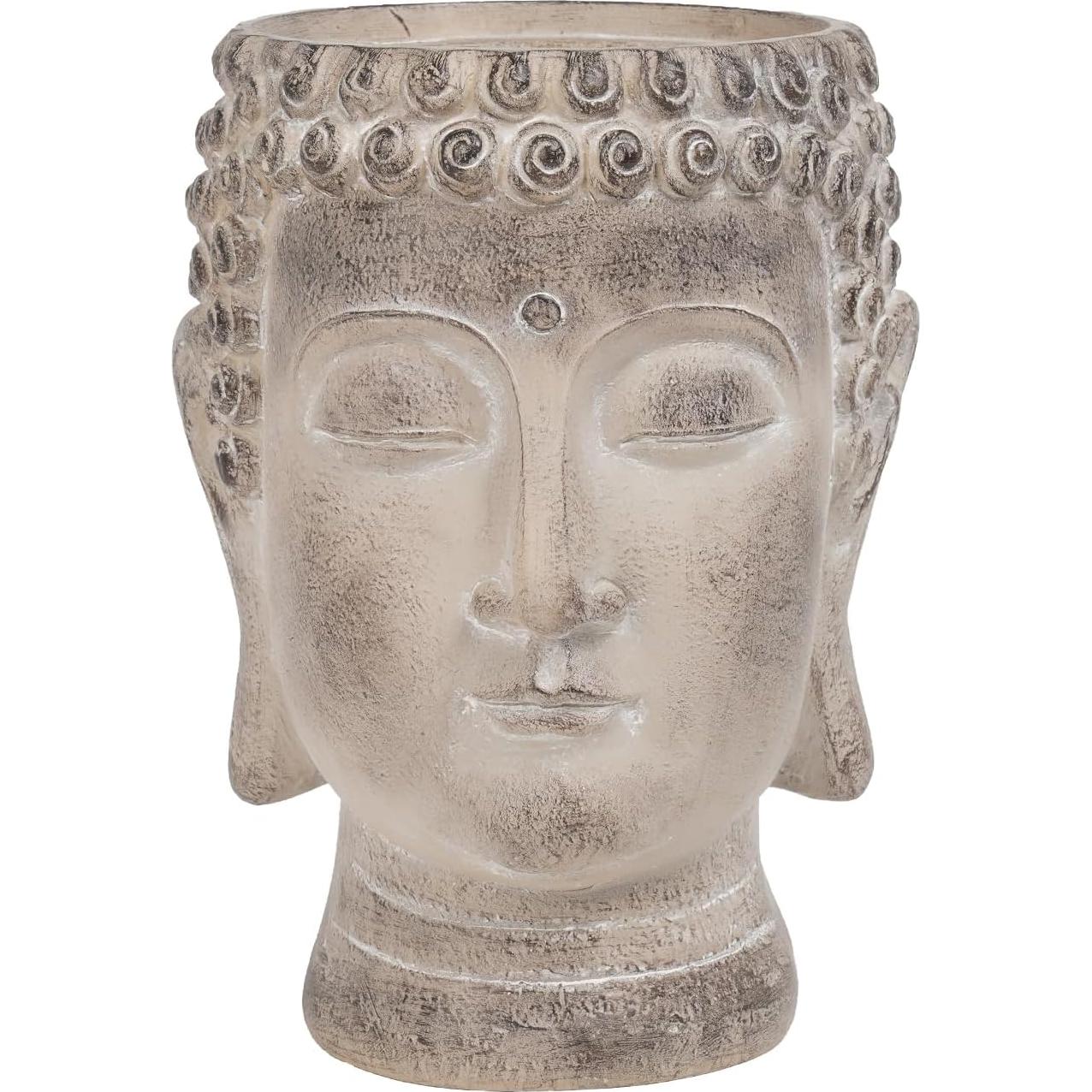 Buddha - Face Flower Pot - Head Planters - Garden Statue - Cactus Succulents Planter Pot Indoor Outdoor Planter with Drainage Hole Unique Garden Farmhouse Decor 6.25*6.5*8.25 Inch Newman House Studio