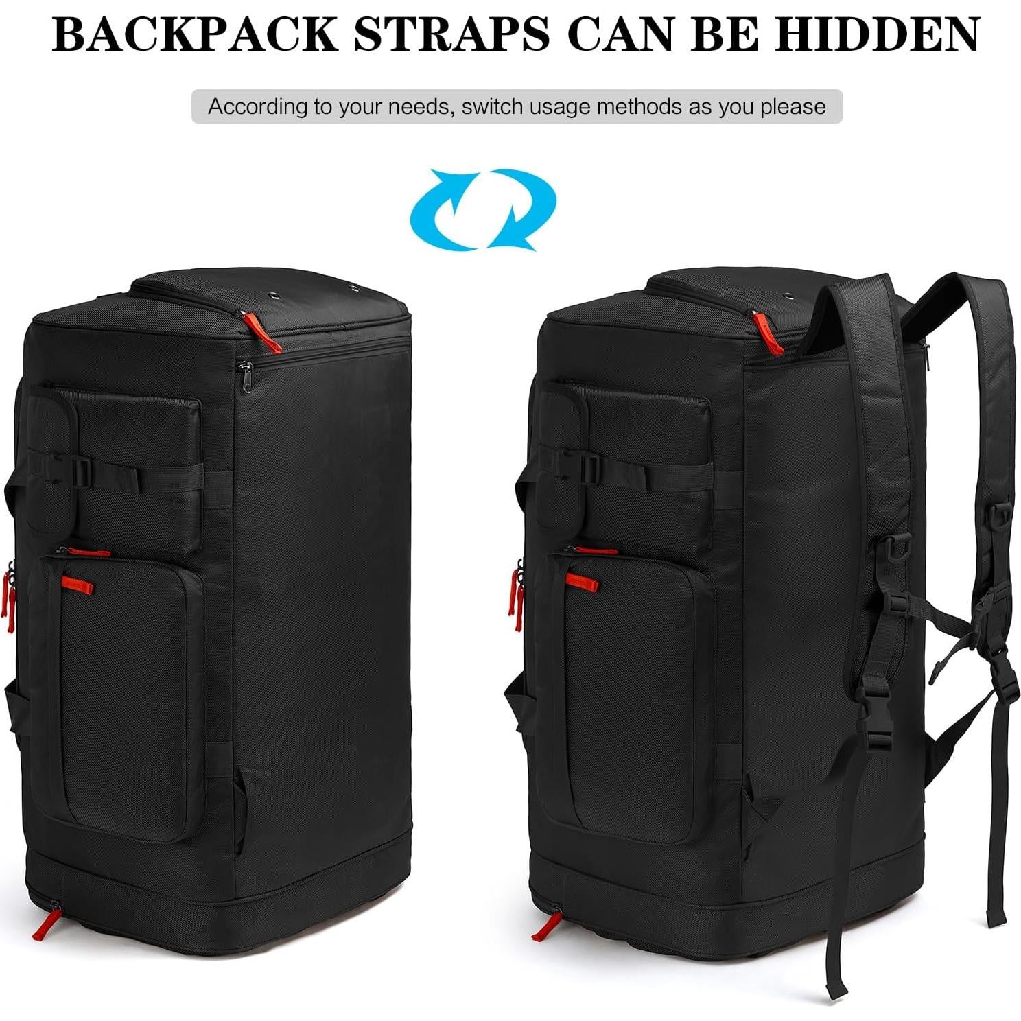 Bolsa de viaje grande Lyweem 70L negra con compartimento para zapatos