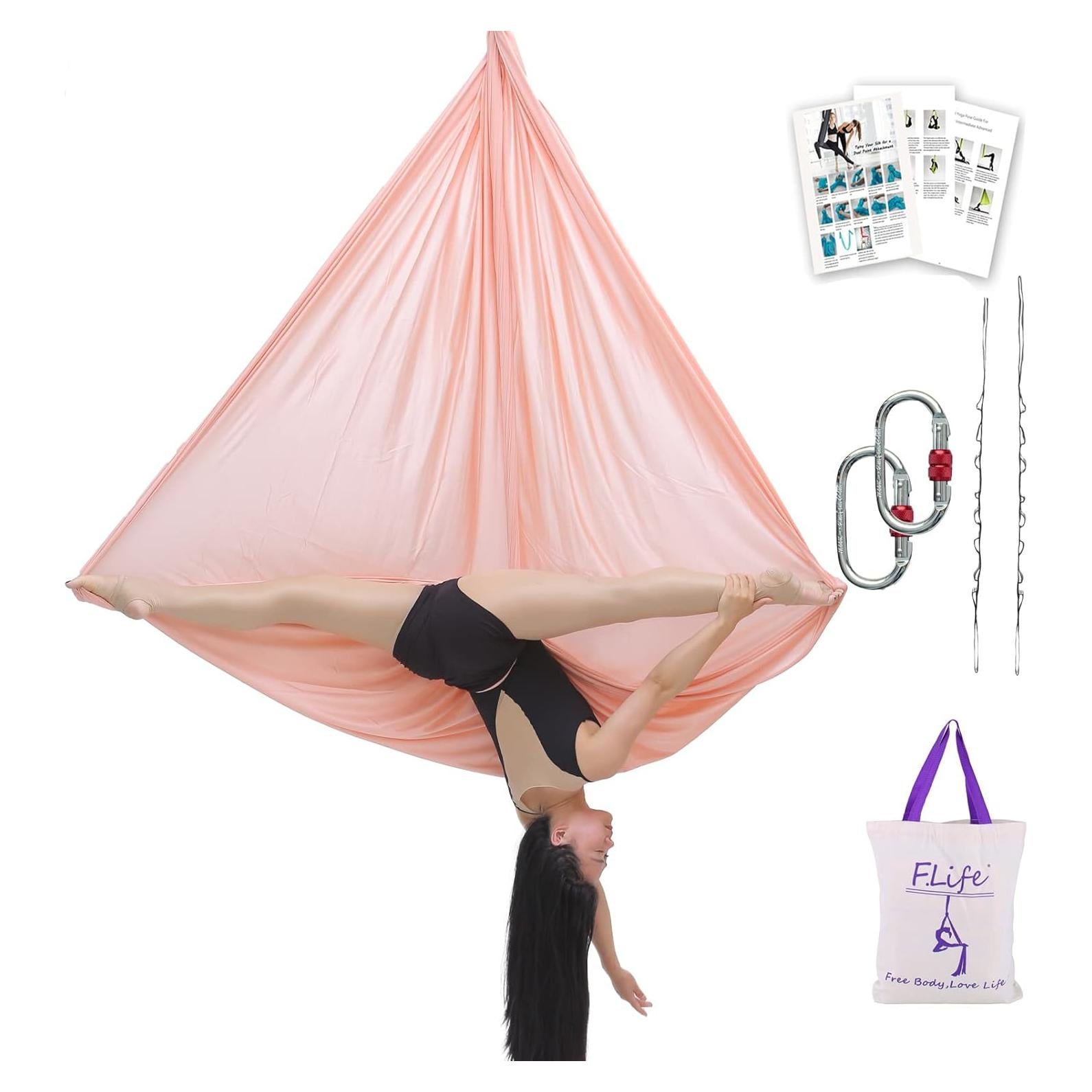 Hamaca de Yoga Aérea F.Life en Nylon Tricot 2,000 lbs