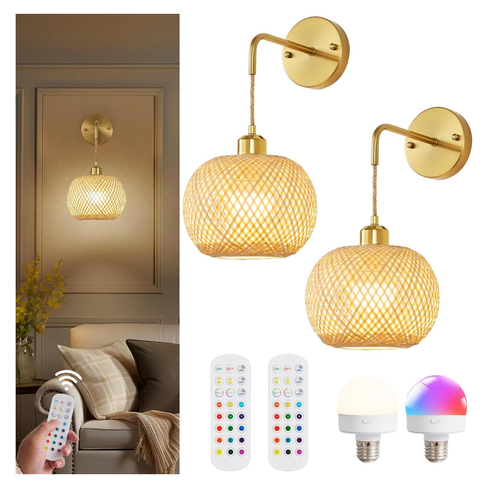 Aplique de Pared Inalámbrico Vitnucrol Dorado 48cm 2 Bombillas RGB