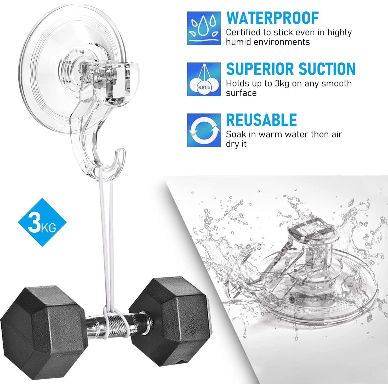 Ganchos de Ventosa Quntis 6 Paquete Transparentes Reutilizables