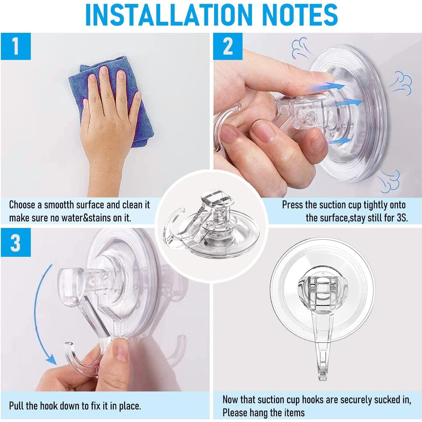 Ganchos de Ventosa Quntis 6 Paquete Transparentes Reutilizables