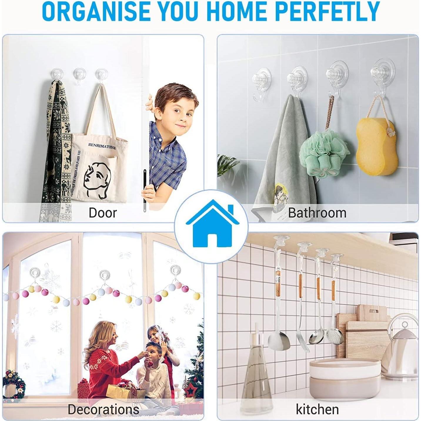 Ganchos de Ventosa Quntis 6 Paquete Transparentes Reutilizables