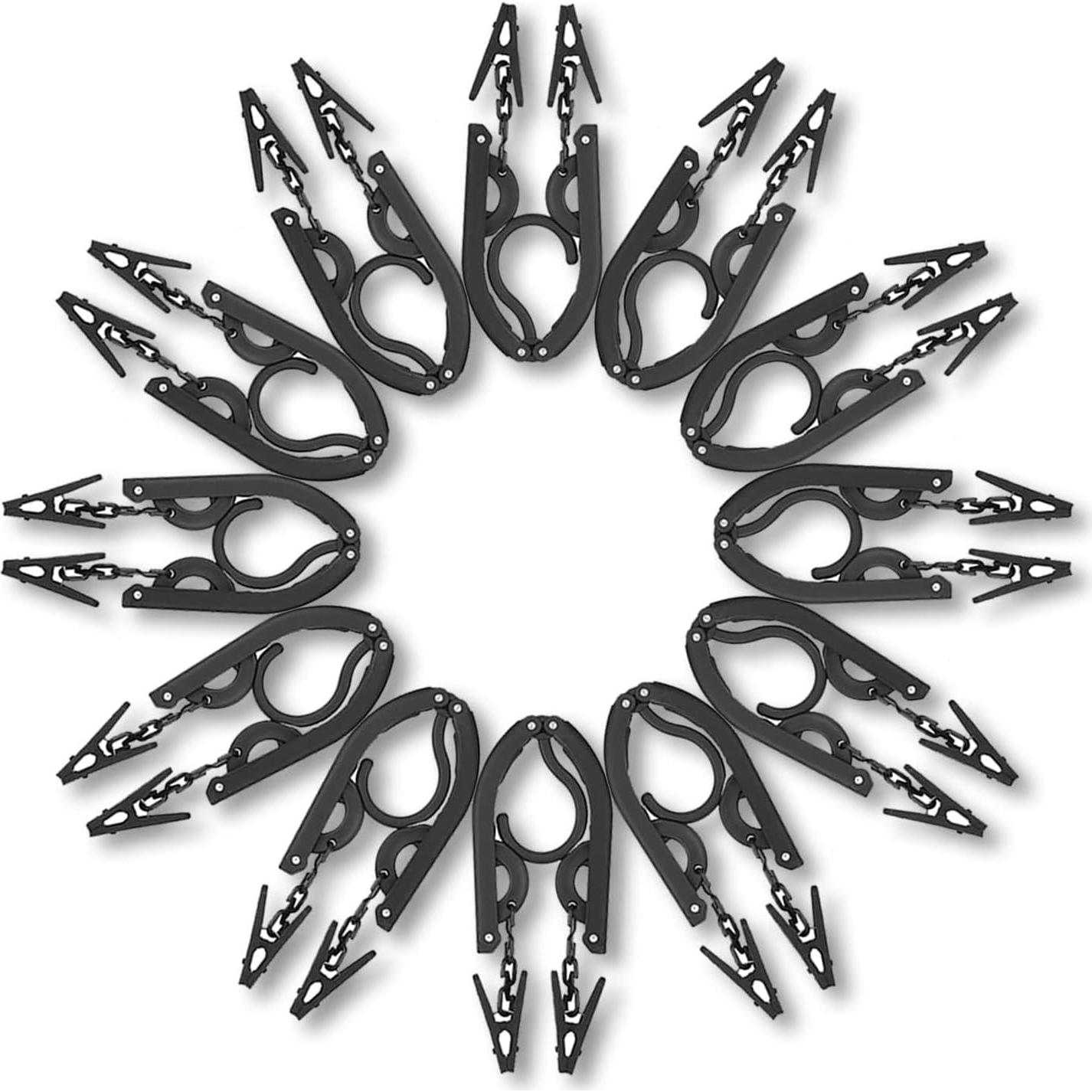 12 Perchas de Viaje Pansyling Negras Plegables con Clips