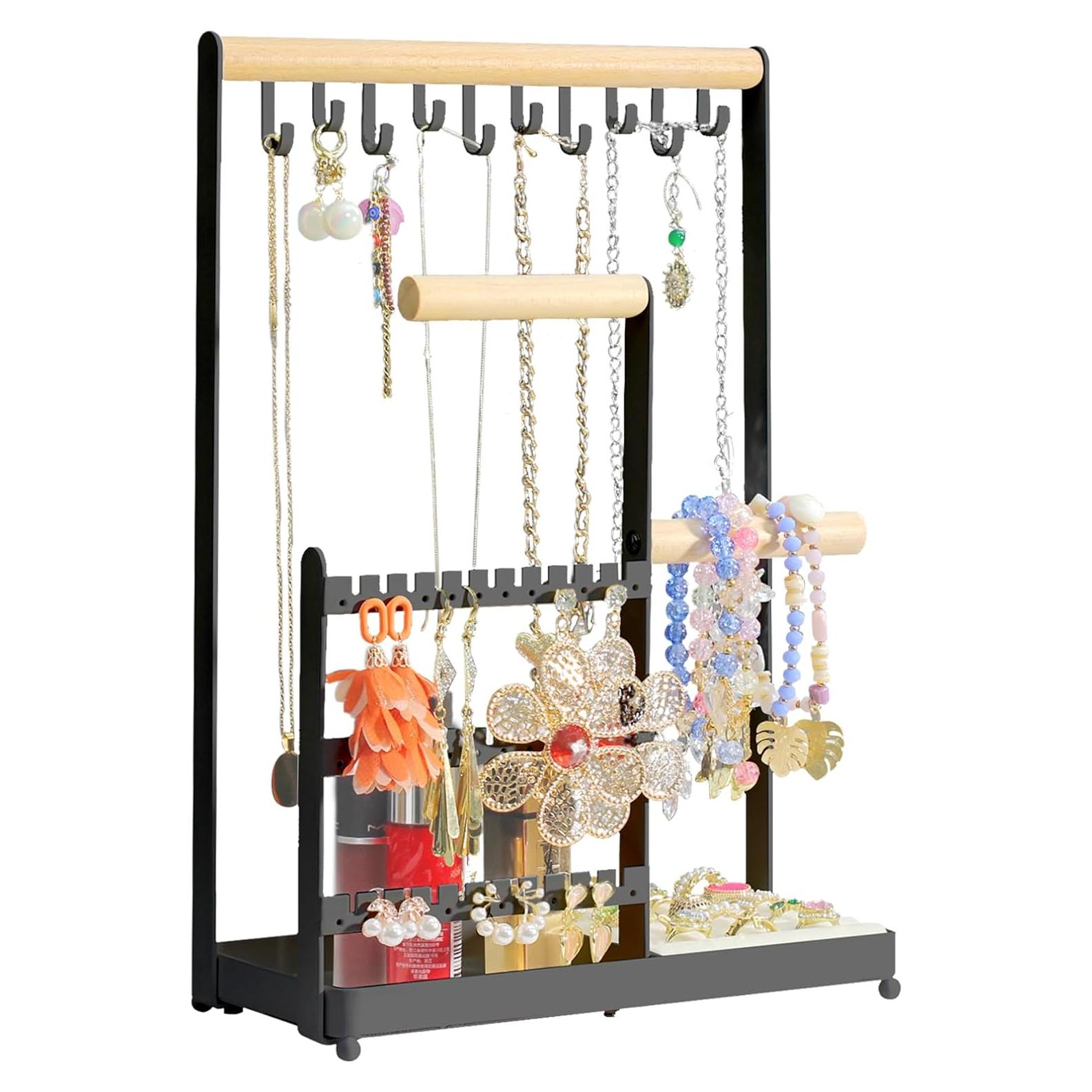 Organizador de Joyería Coobest Negro con 36 Pendientes y 10 Collares
