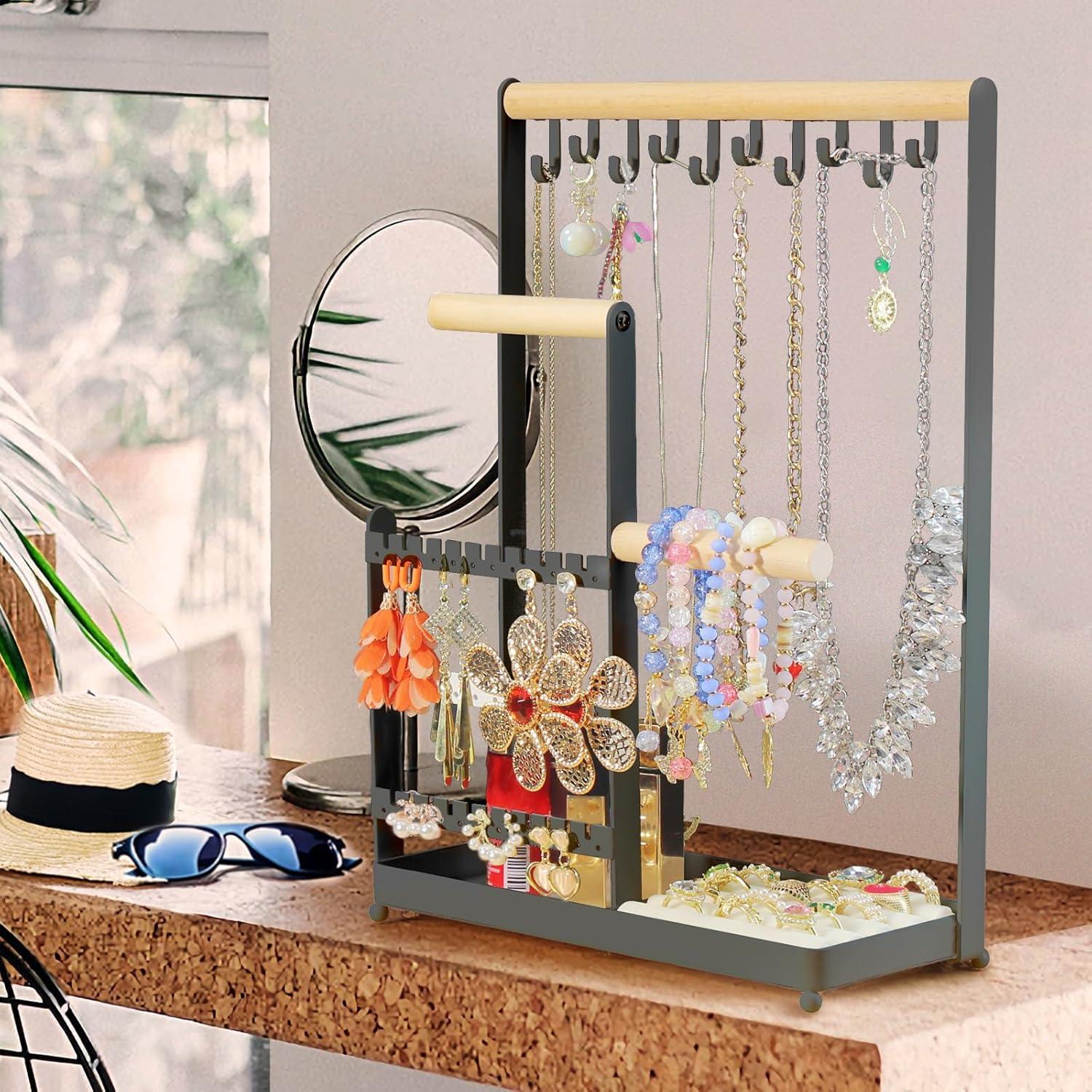 Organizador de Joyería Coobest Negro con 36 Pendientes y 10 Collares