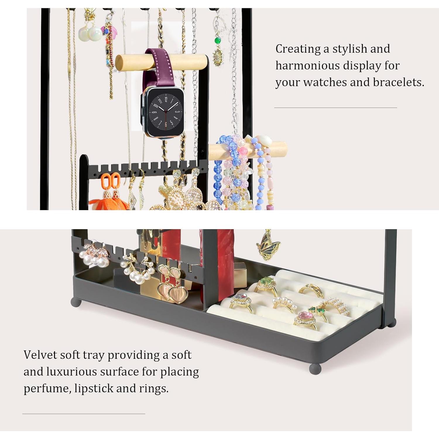 Organizador de Joyería Coobest Negro con 36 Pendientes y 10 Collares