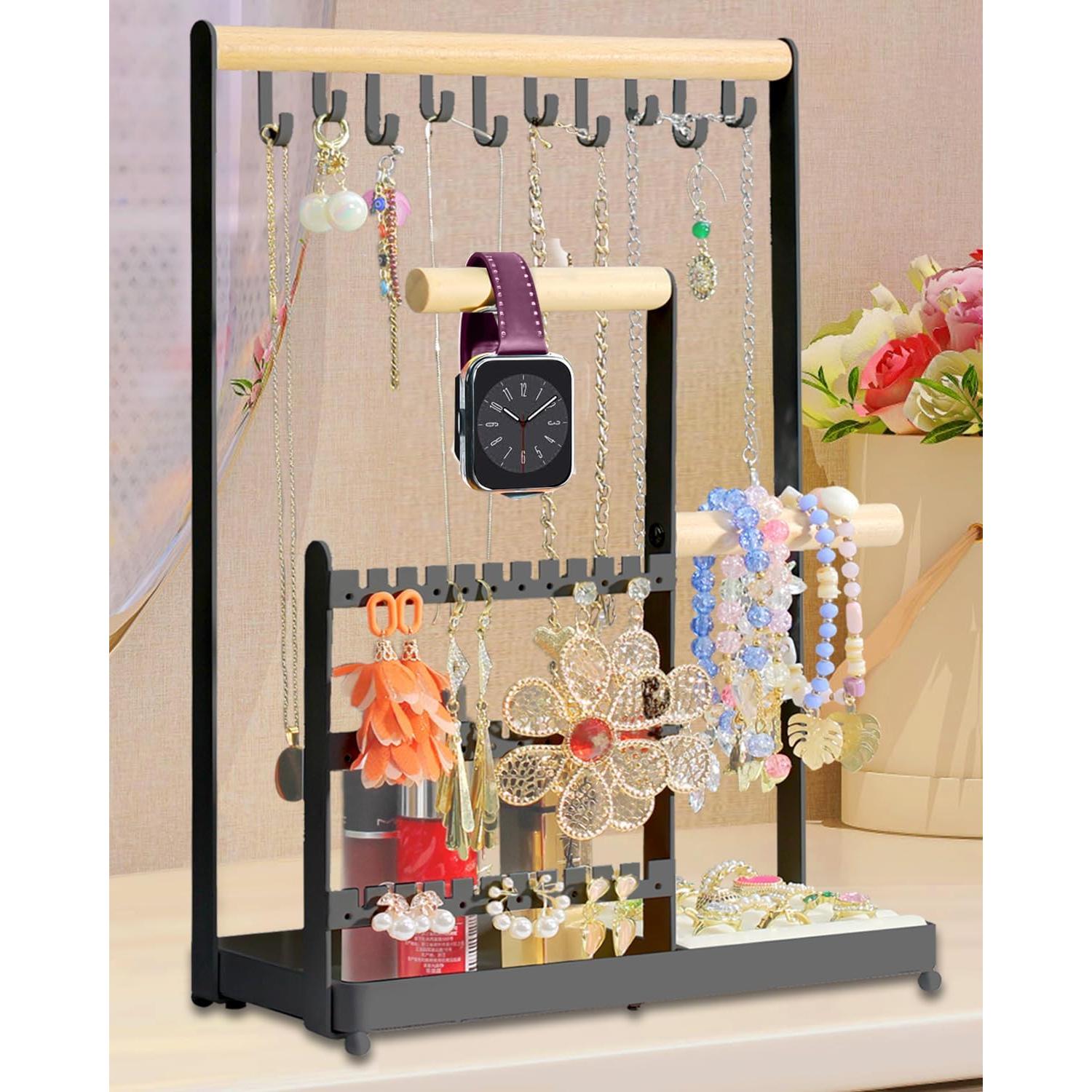 Organizador de Joyería Coobest Negro con 36 Pendientes y 10 Collares