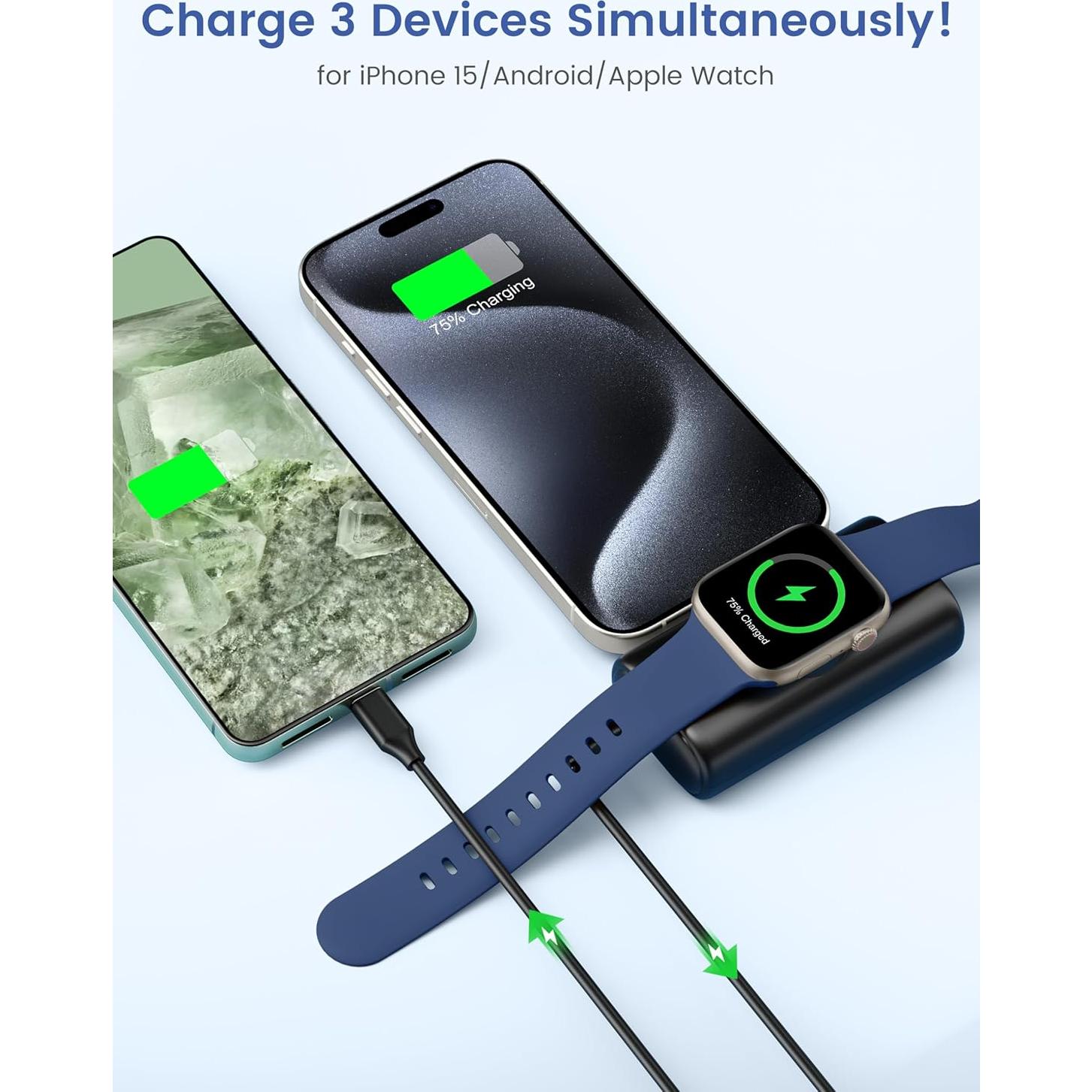 Cargador Portátil RORRY 5000mAh USB-C para iPhone y Apple Watch