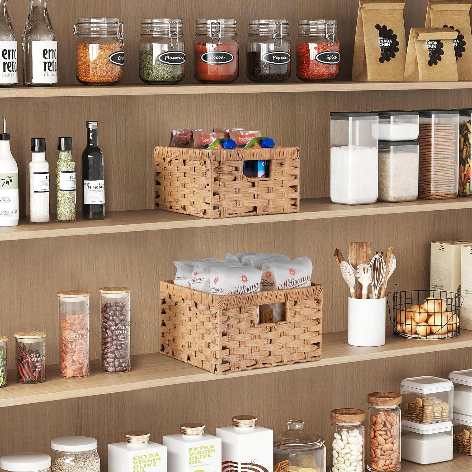 Cestas de Almacenamiento Rectangulares Lifewit 2 Piezas Madera Clara