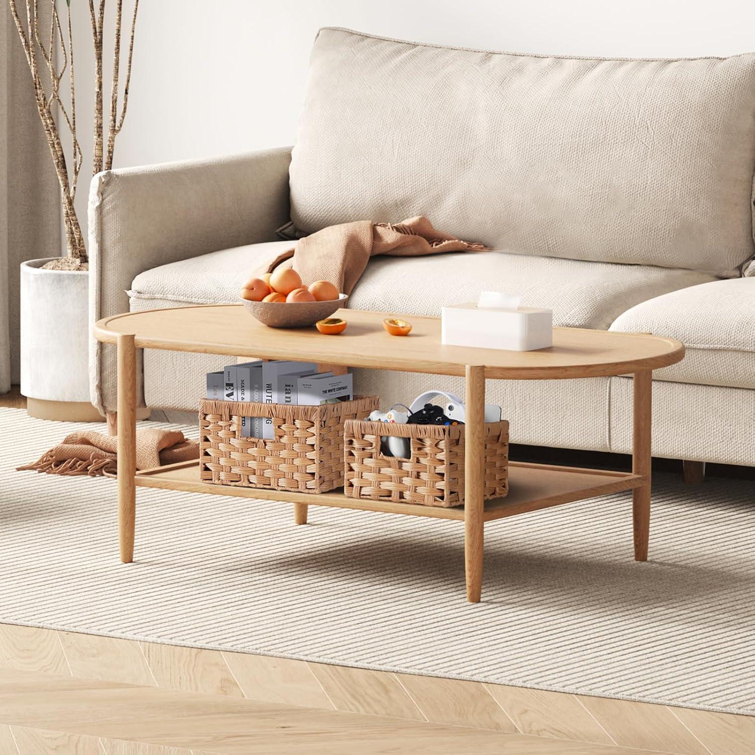 Cestas de Almacenamiento Rectangulares Lifewit 2 Piezas Madera Clara