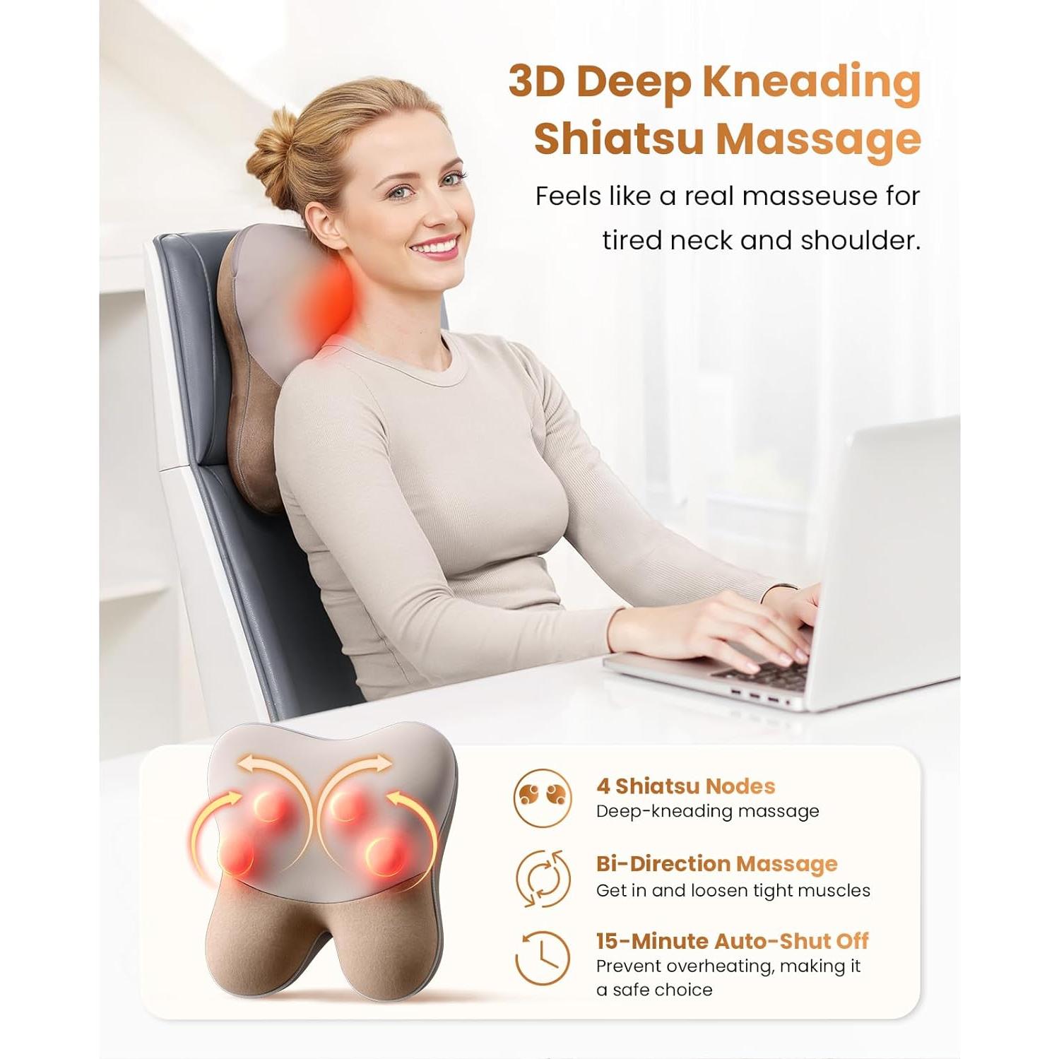 Masajeador de Espalda y Cuello Bob y Brad con Calor 29x10.9cm