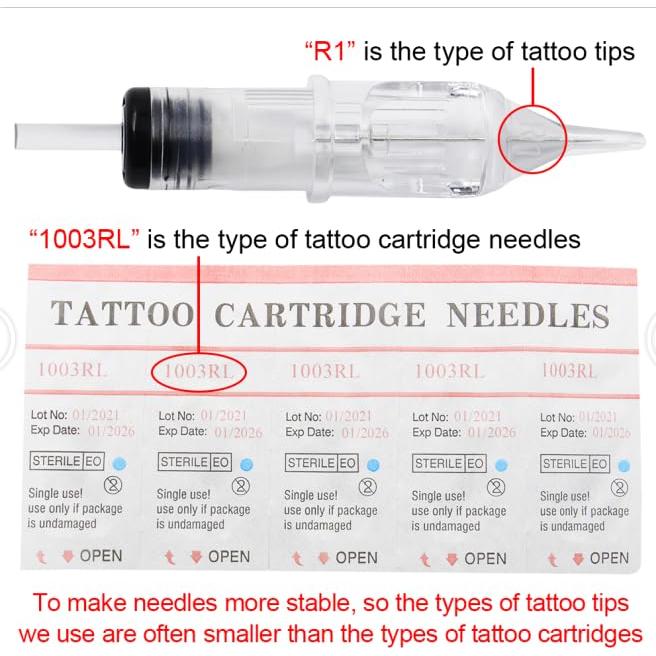 Cartuchos de Agujas de Tatuaje Yuelong 40pcs Mezclados 3RL 5RL 7RL 9RL