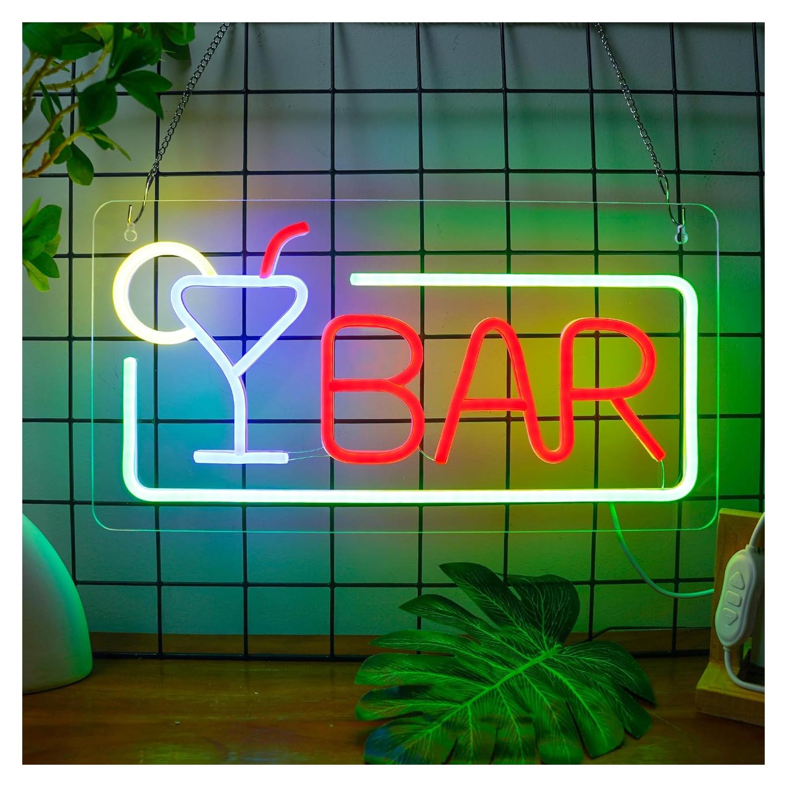 Cartel de Neón LED JIURUI para Bar Multicolor 22x42 cm