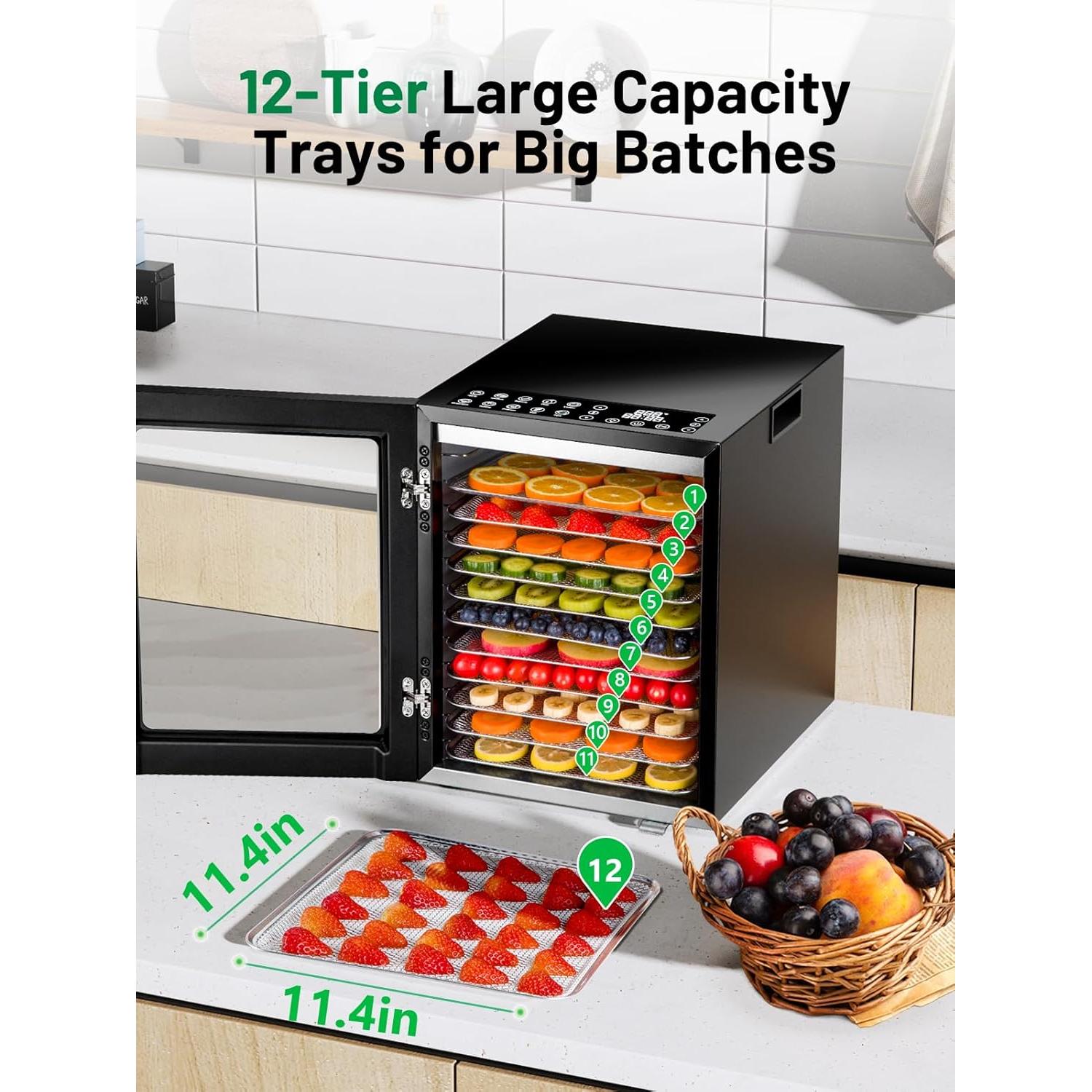 Deshidratador de Alimentos KEENSTAR 12 Bandejas Acero Inoxidable 850W