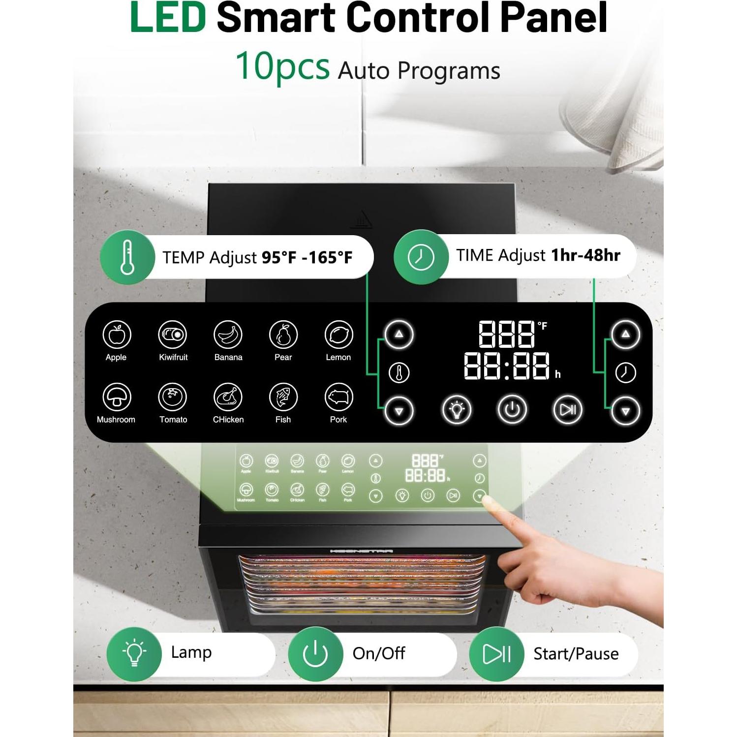 Deshidratador de Alimentos KEENSTAR 12 Bandejas Acero Inoxidable 850W