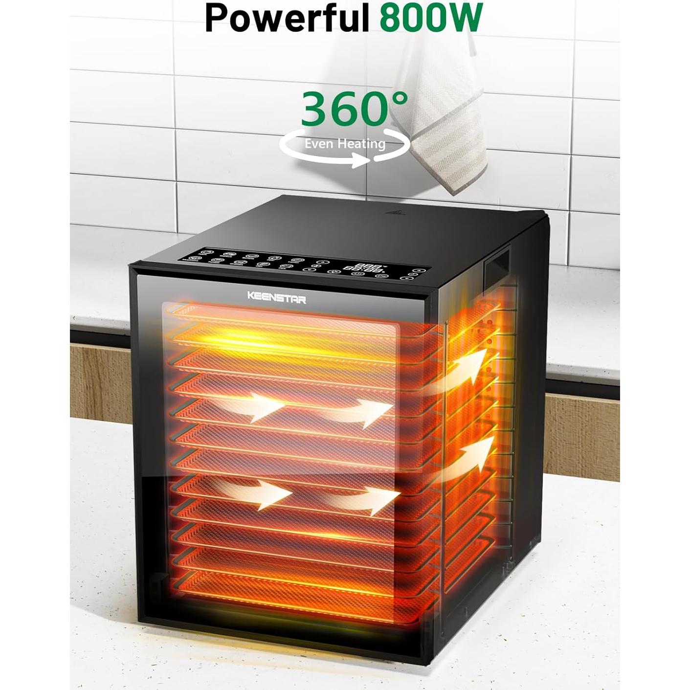 Deshidratador de Alimentos KEENSTAR 12 Bandejas Acero Inoxidable 850W