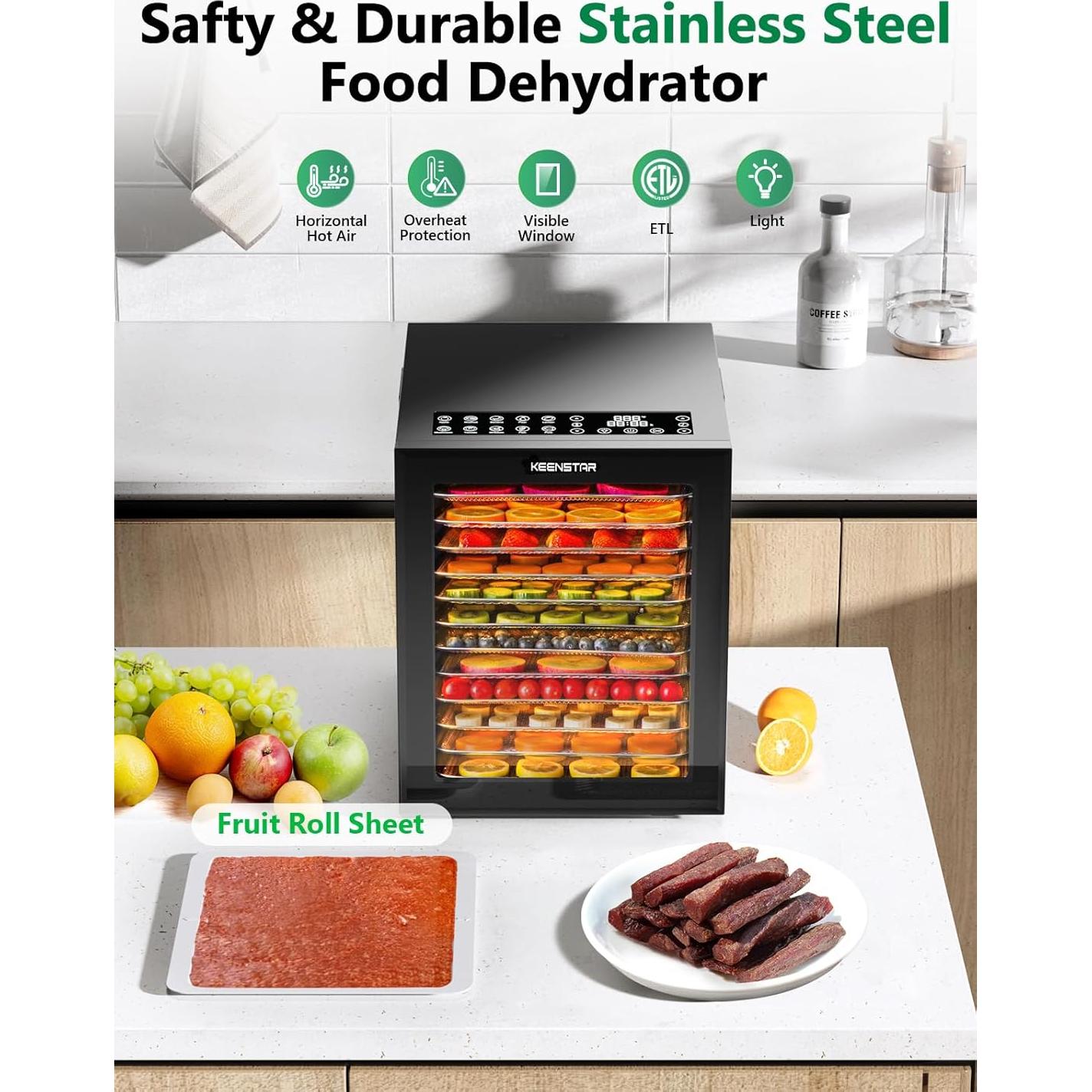 Deshidratador de Alimentos KEENSTAR 12 Bandejas Acero Inoxidable 850W