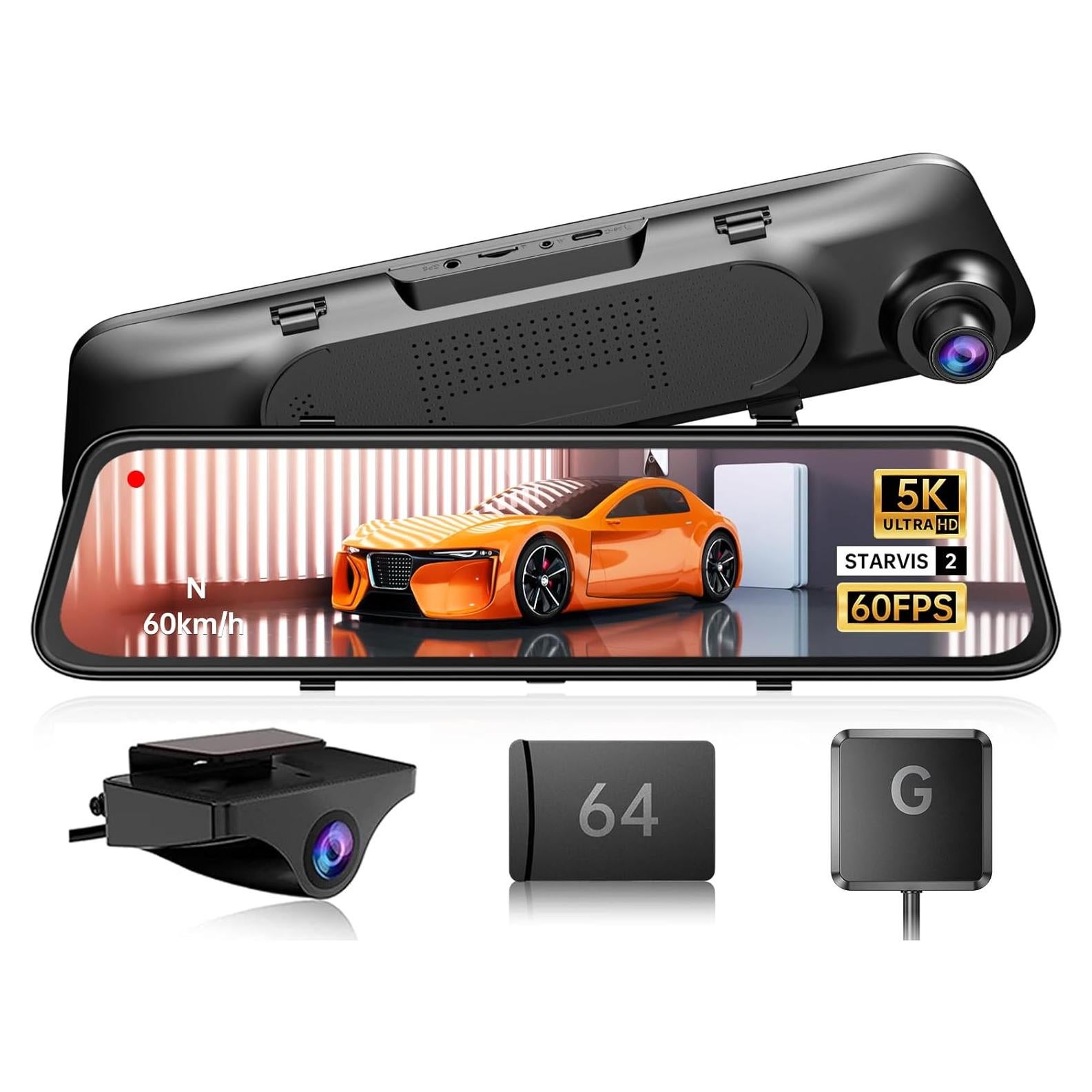 Cámara de tablero Martalk 5K 12" con GPS y visión nocturna