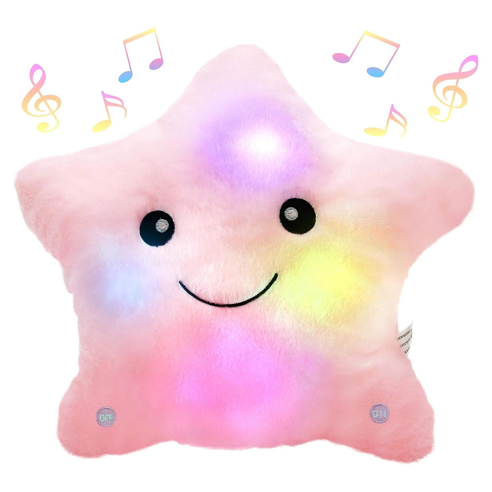 Almohada Musical LED Estrella Bstaofy Rosa 33x33 cm