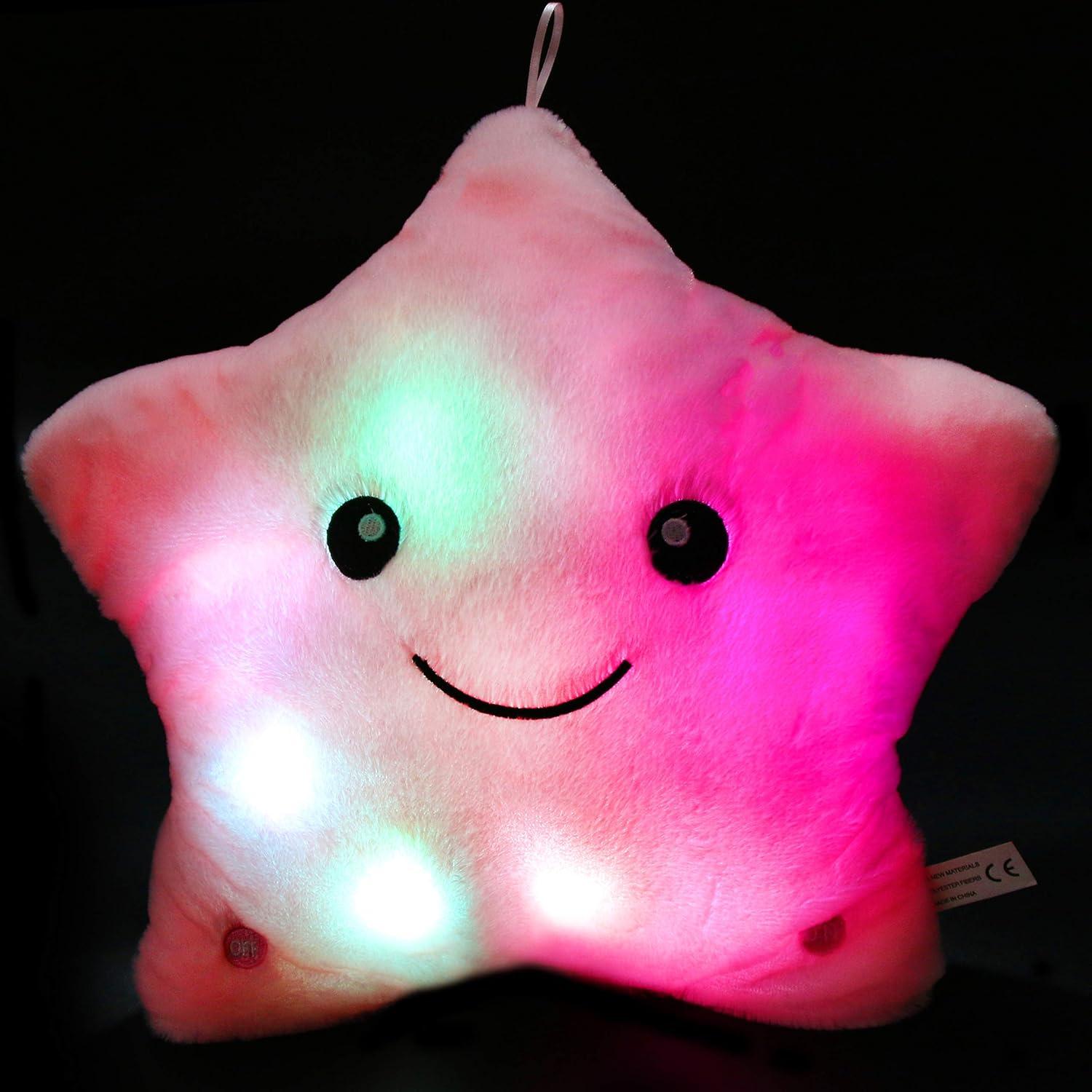 Almohada Musical LED Estrella Bstaofy Rosa 33x33 cm