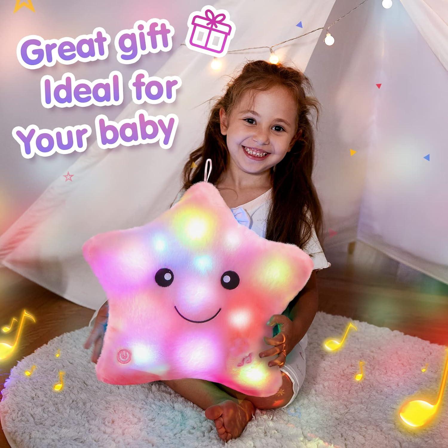 Almohada Musical LED Estrella Bstaofy Rosa 33x33 cm