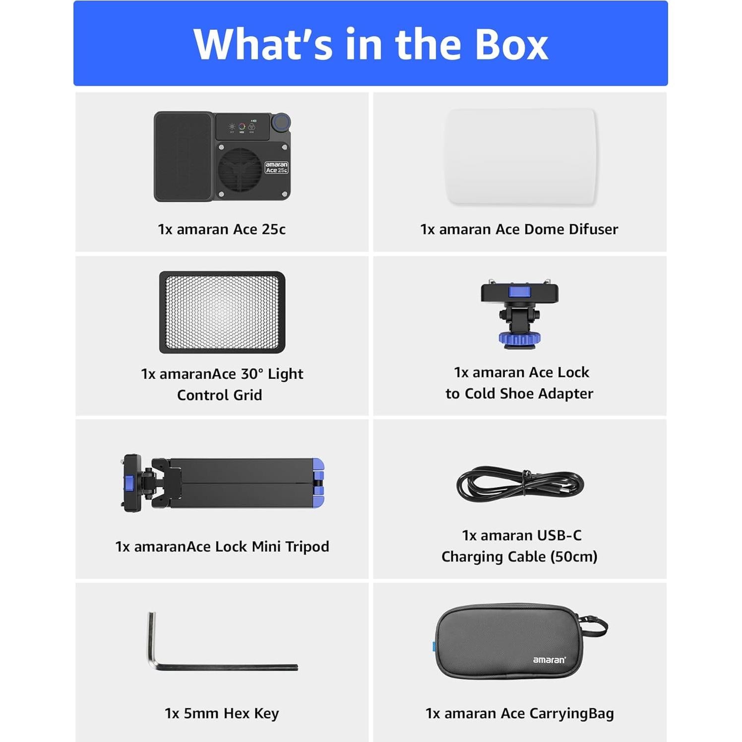 Kit Luz LED RGB amaran Ace 25c con Soporte Magnético y Mini Trípode