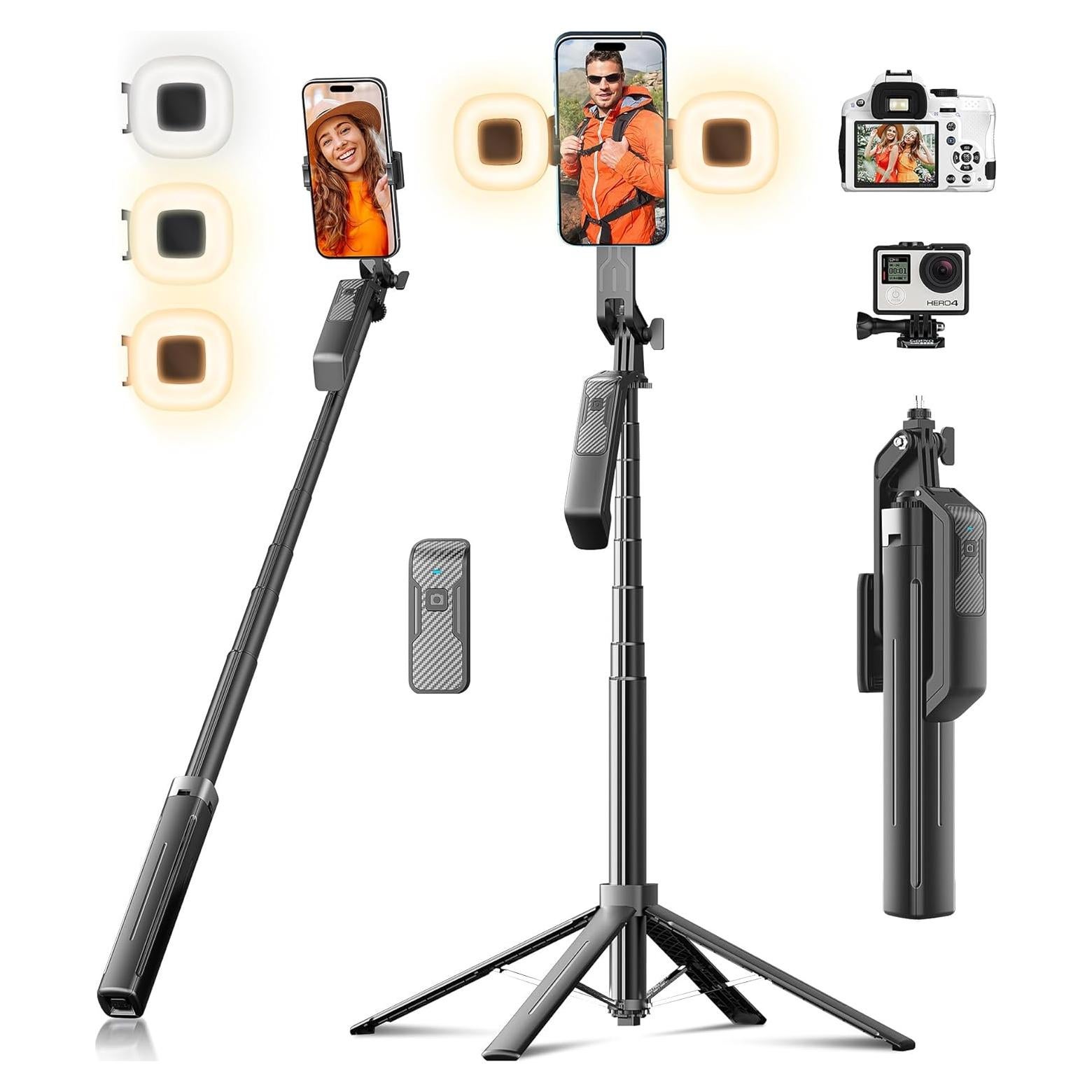 Trípode para Selfie Funxee 180 cm con Control Remoto y Luces LED