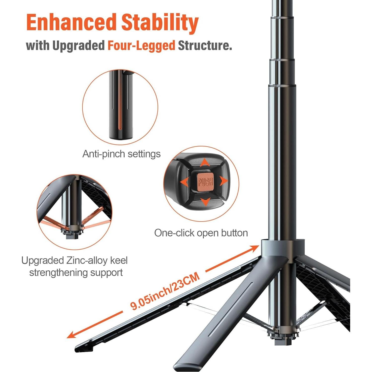 Trípode para Selfie Funxee 180 cm con Control Remoto y Luces LED